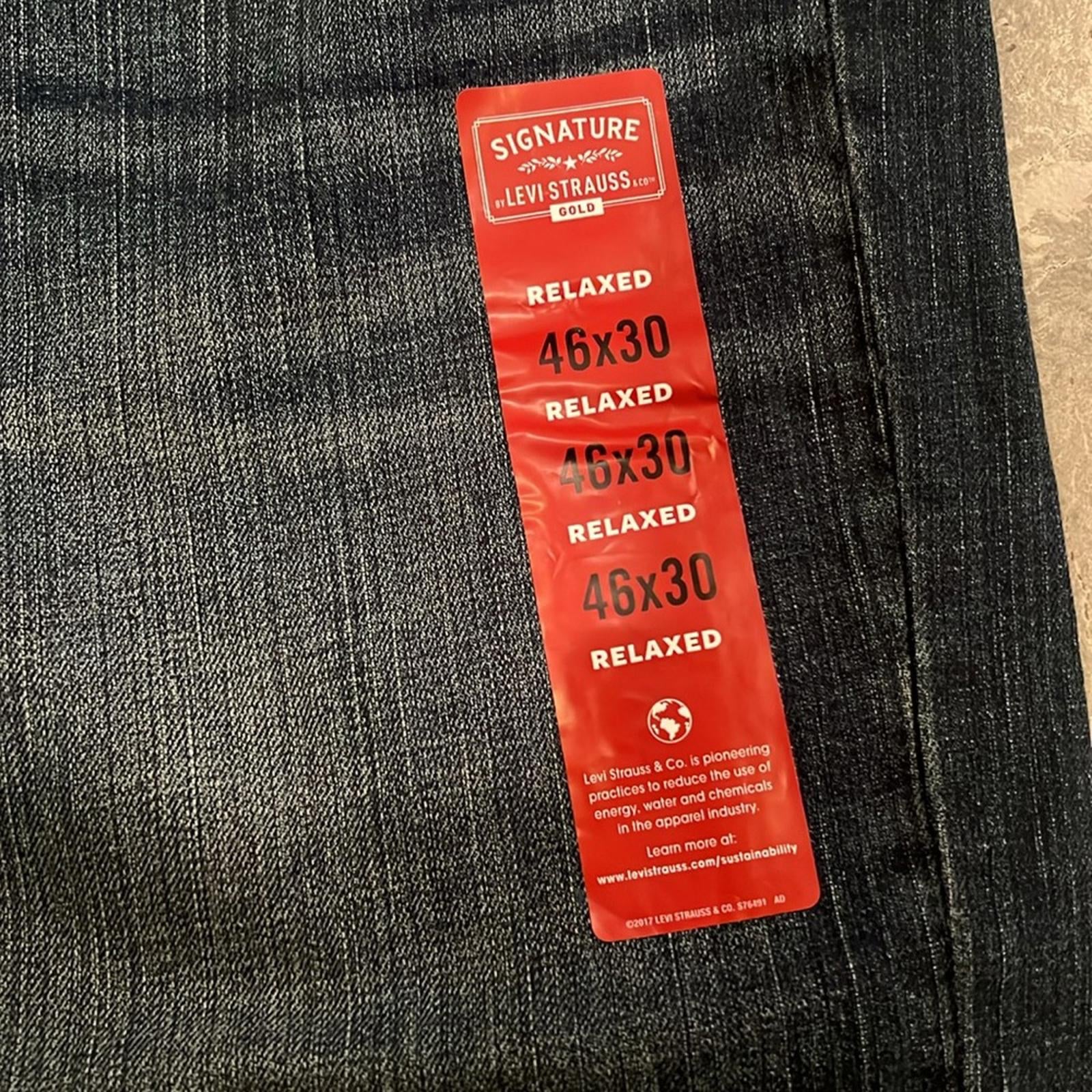 Levi Strauss Signature Gold Men's Relaxed Fit Flex Jeans Size W46xL30 New w/Tag