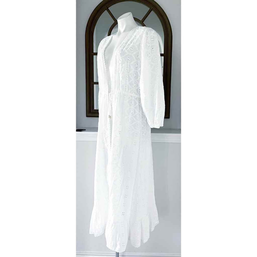 NEW Melissa Odabash Avery Cotton Kaftan Swim Cover-Up in White, Size M New w/Tag