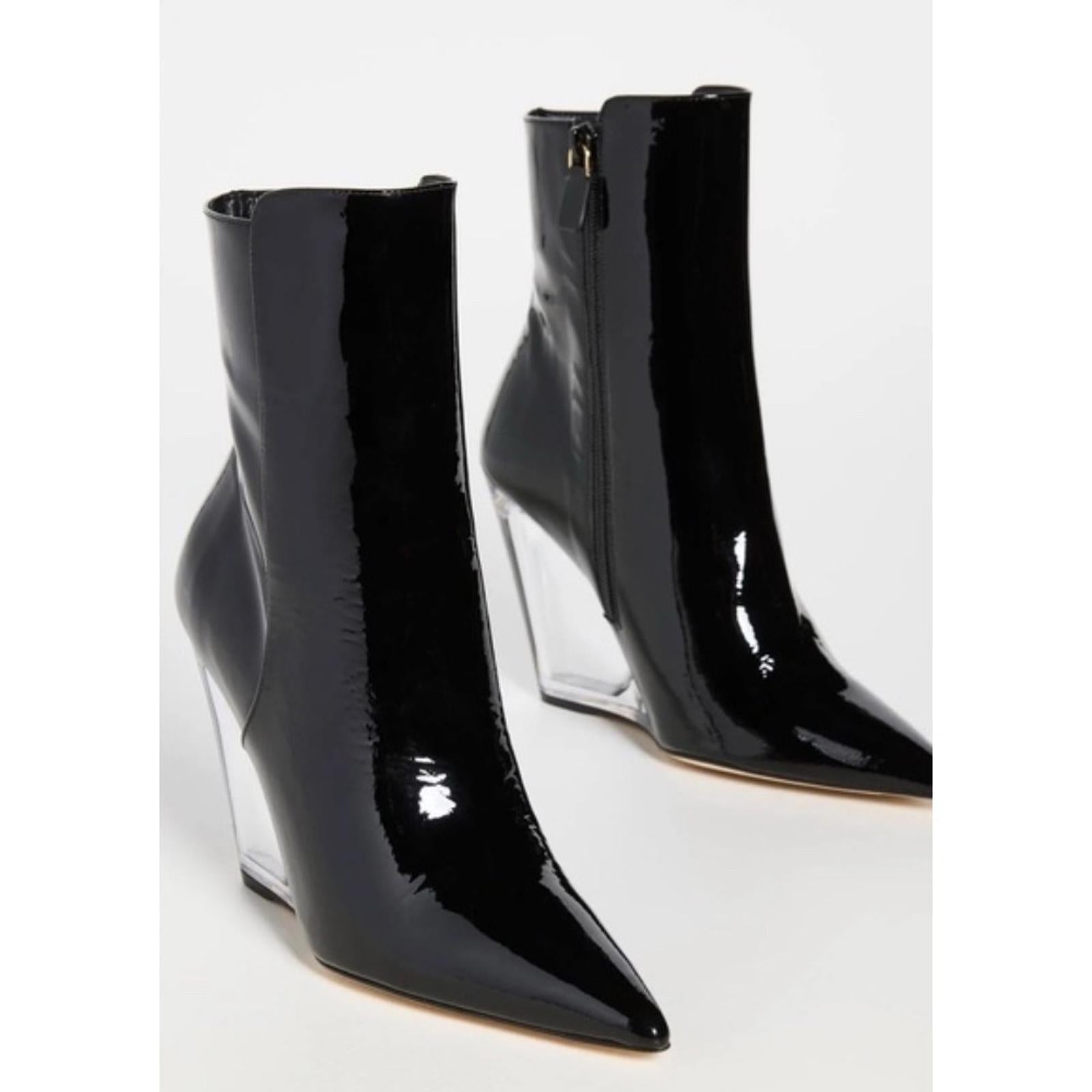 Stuart Weitzman Lucite 100 Wedge Heel Boots in Black, Size EU36.5 US6 New in Box