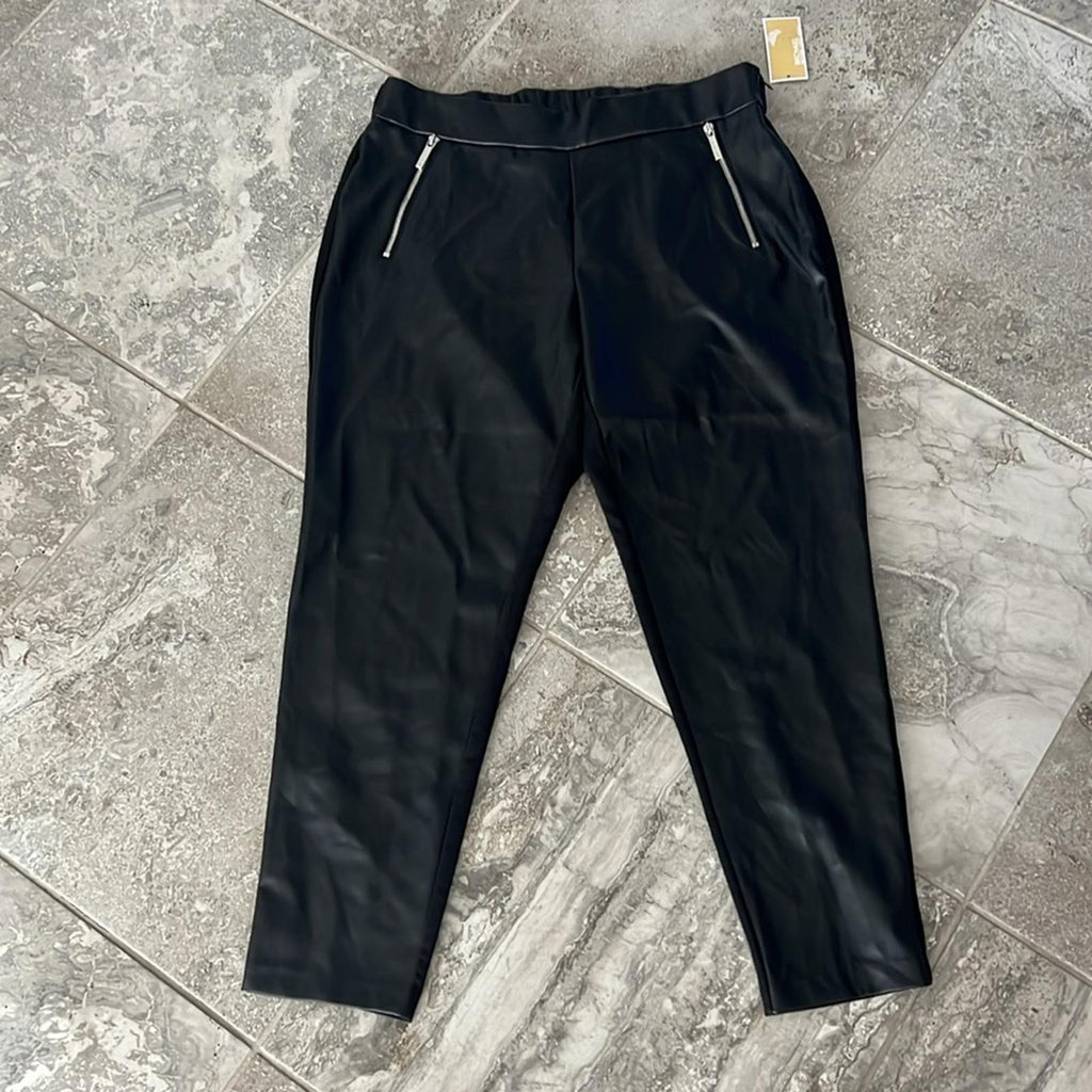 Michael Kors Zip-Pocket High Rise Skinny Leg Pull-On Pants in Black Size 2X NWT