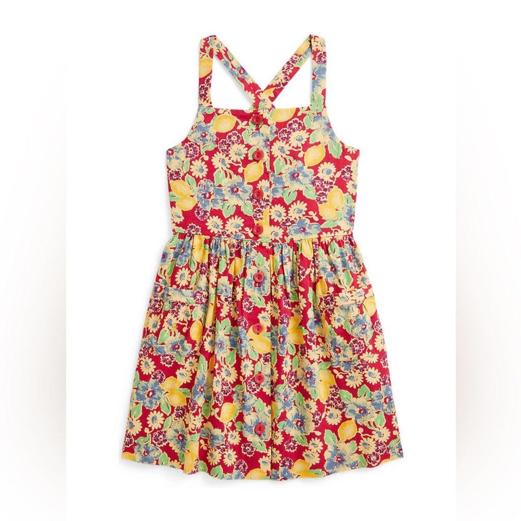 Polo by Ralph Lauren Lemon Floral Slub Cotton Dress, Size 14, NWT