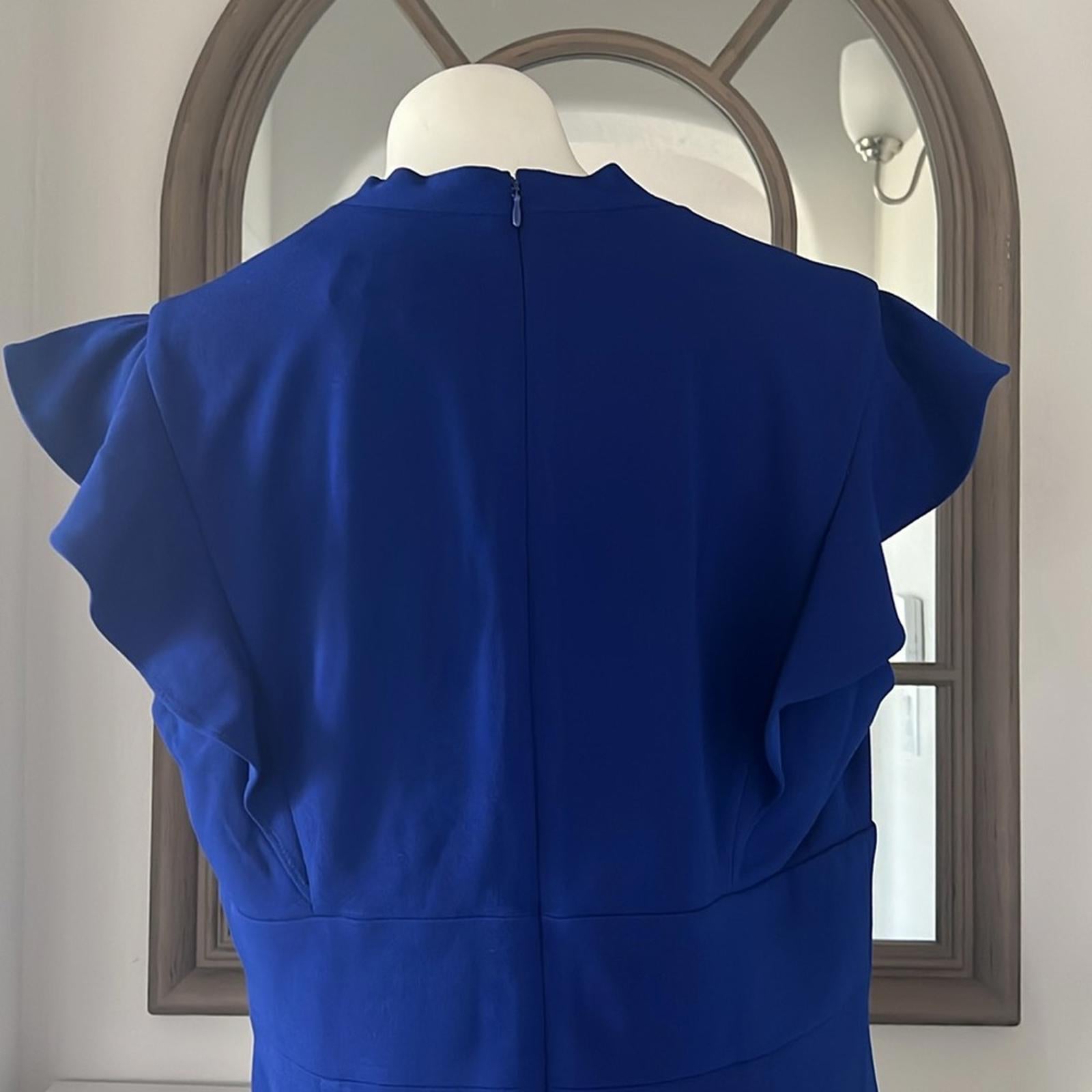 DKNY V-Neck Flutter Sleeve Sheath in Berry Blue, Size 16 New w/Tag