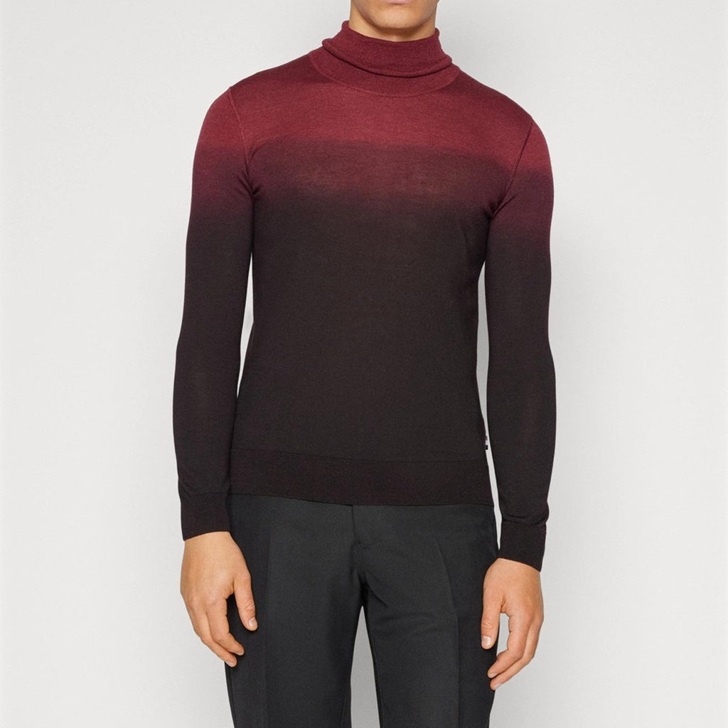 BOSS Wool & Silk Turtle Neck Sweater in Red/Black, Size S, New w/Tag