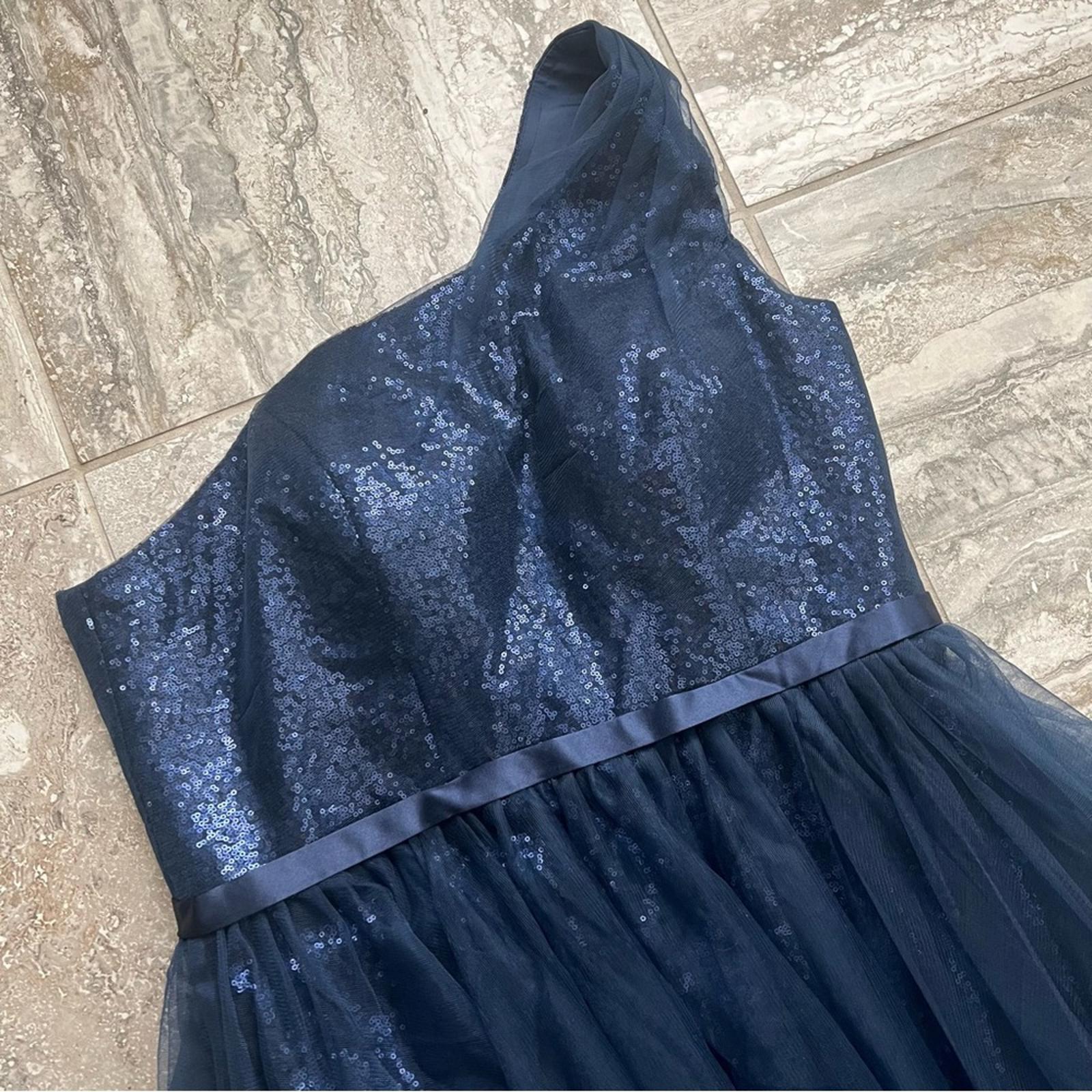 NEW One Shoulder Glitter Mesh Maxi Dress in Navy, Size XL New w/o Tag
