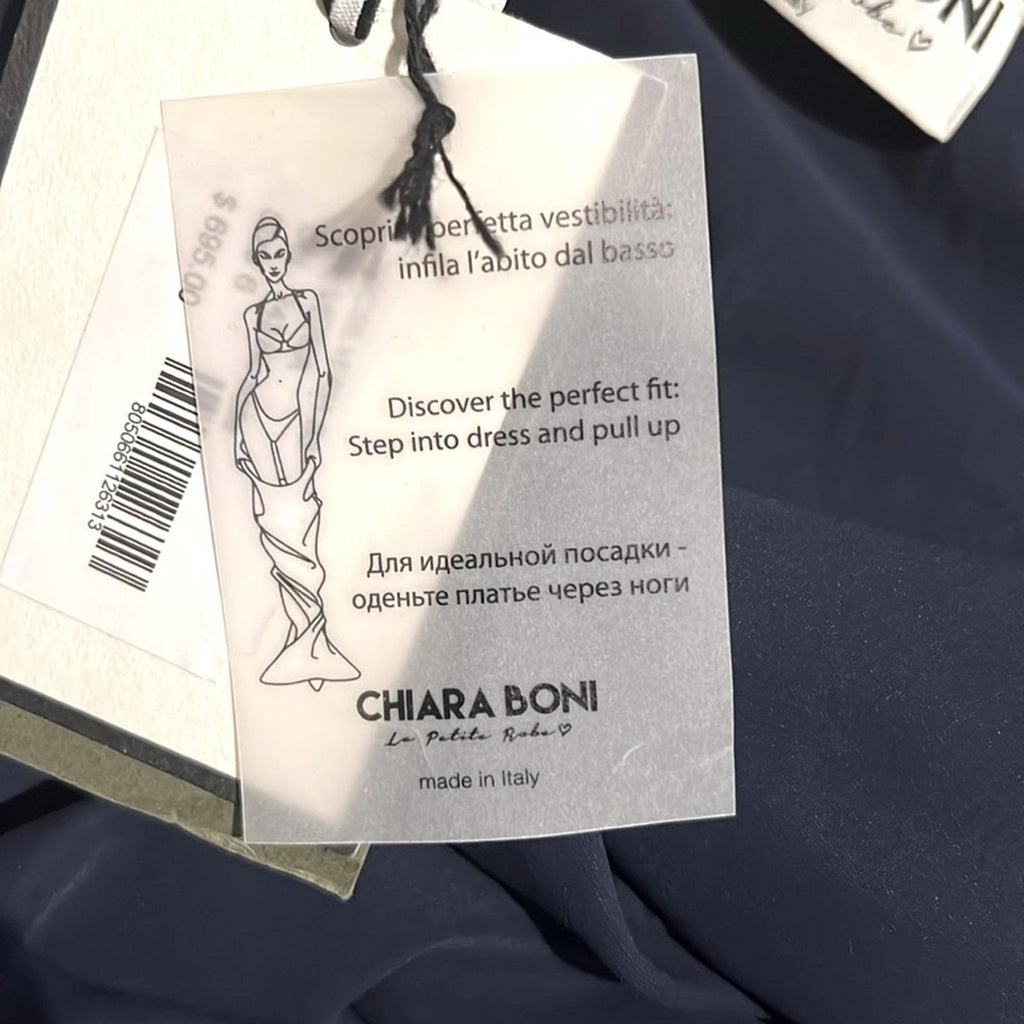 Chiara Boni La Petite Robe Silveria Off-the-Shoulder Dress in Navy, NWT, Size 6