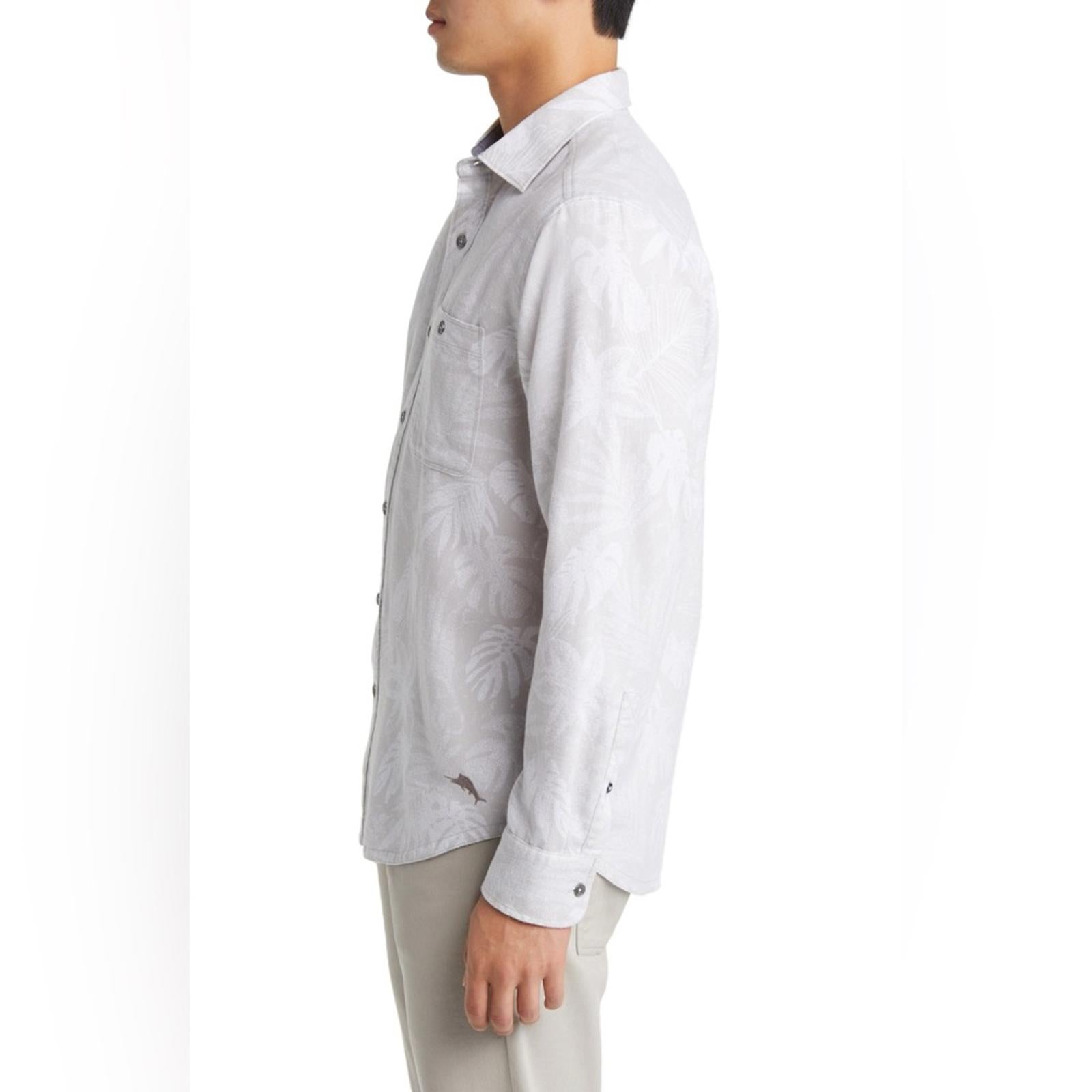 Tommy Bahama Canyon Beach Cloudy Fronds Flannel Button-Up Shirt in Asheen, XXXL