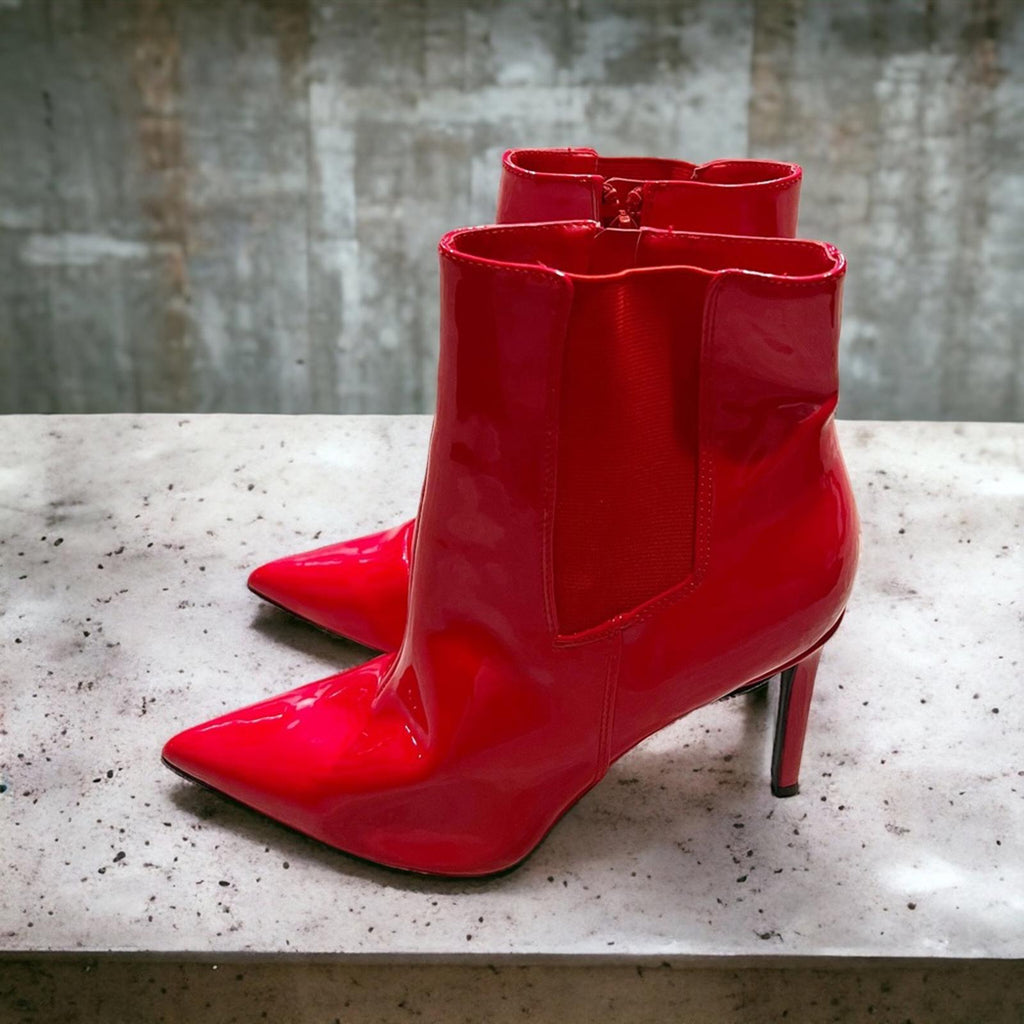 New INC Katalina Pointed-Toe Booties in Red, Size 8