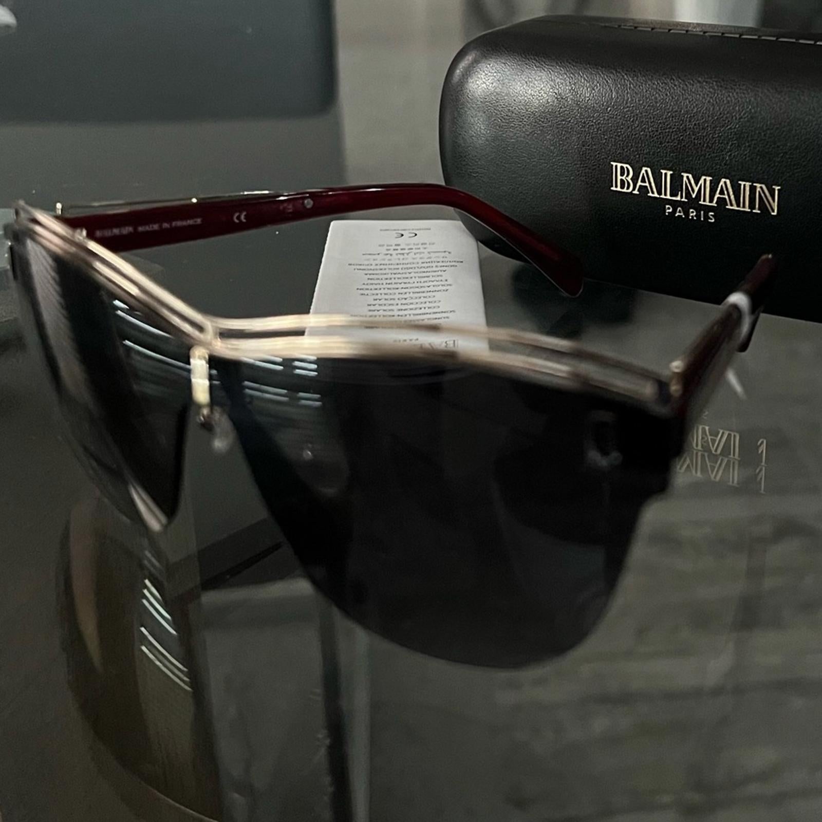 BALMAIN Sunglasses with Red Frames 70MM + Case New w/Tag