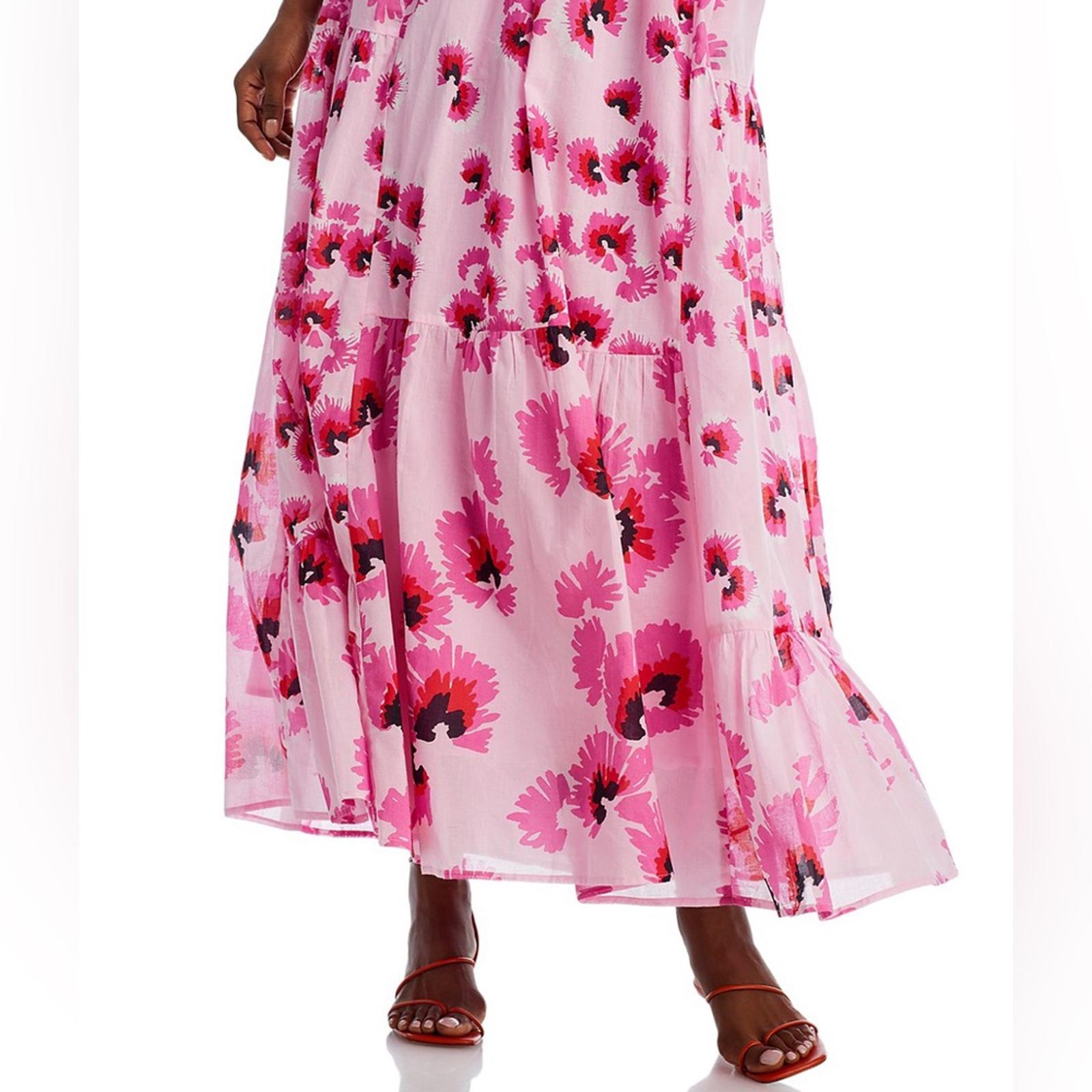 Banjanan Cosmos Floral Mix Cotton Voile Maxi Dress in Pink, Size XXL NWT $430
