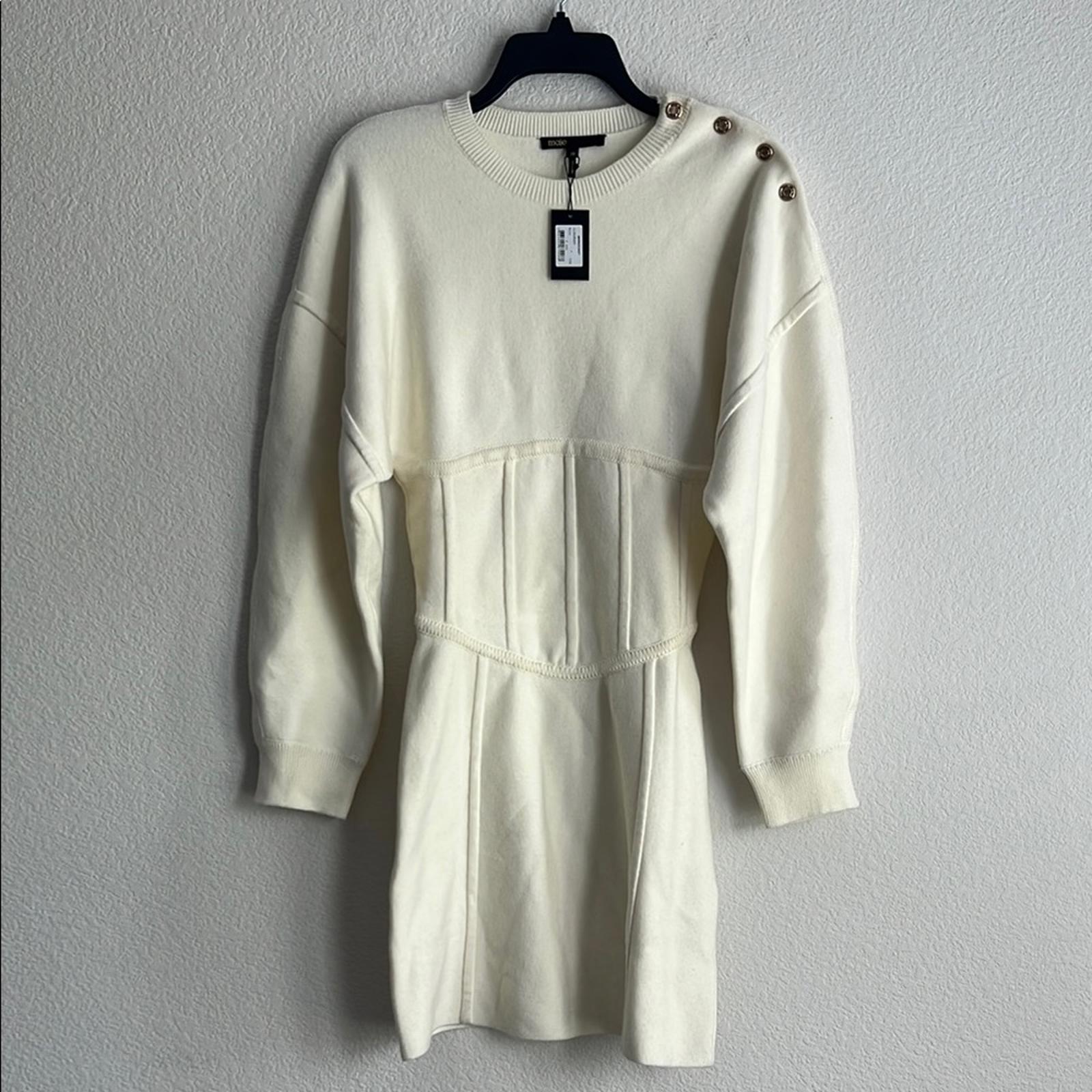 Maje Balloon Sleeve Sweater Dress in Ecru/Cream, Women’s Size EU36 NWT