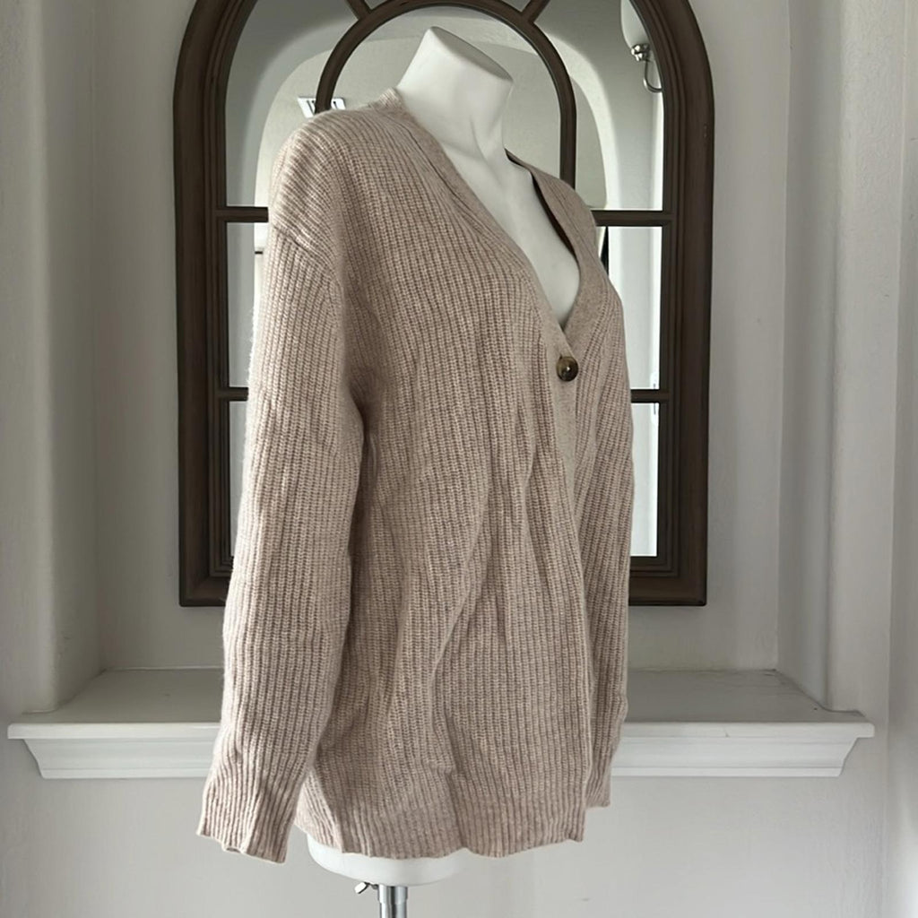 C by Bloomingdale's Cashmere Ribbed Oversized Cashmere Cardigan Size L NEW