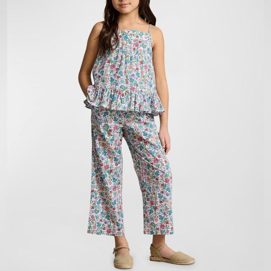 Polo Ralph Lauren Girl's Floral Cotton Batiste 2-Piece Set, Size 12 NWT $155