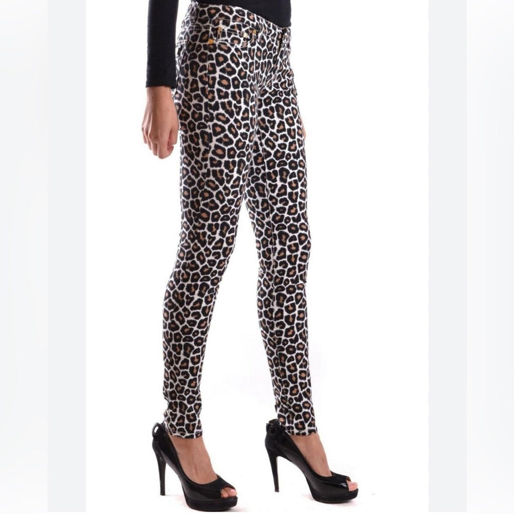 Michael Kors Animal Print Skinny Jeans, Black/ Purple/ White Size 2