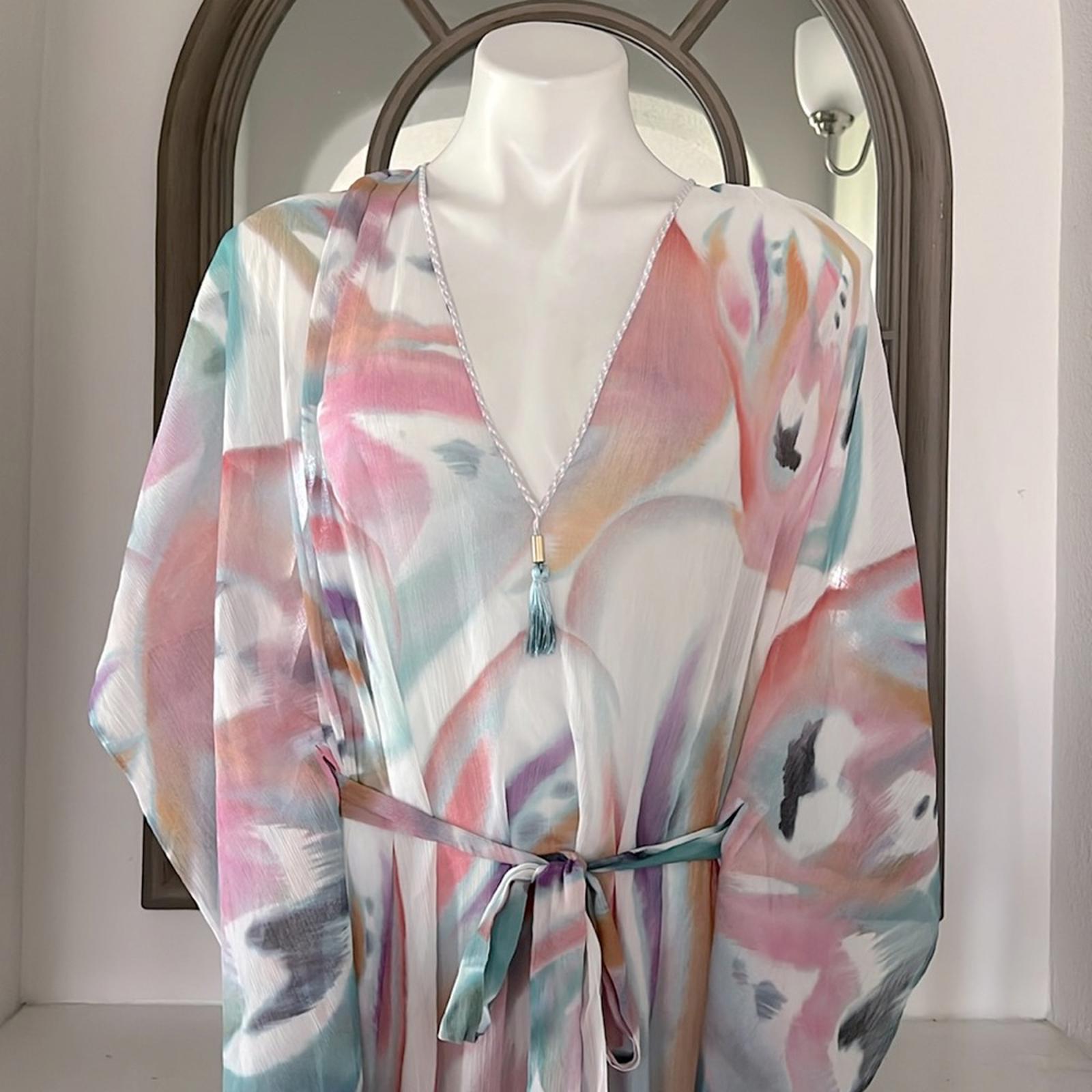 Etro Abito Mare Kaftan-Style Dress in Pastel (Made in Italy) Size 38, NWT $1,550
