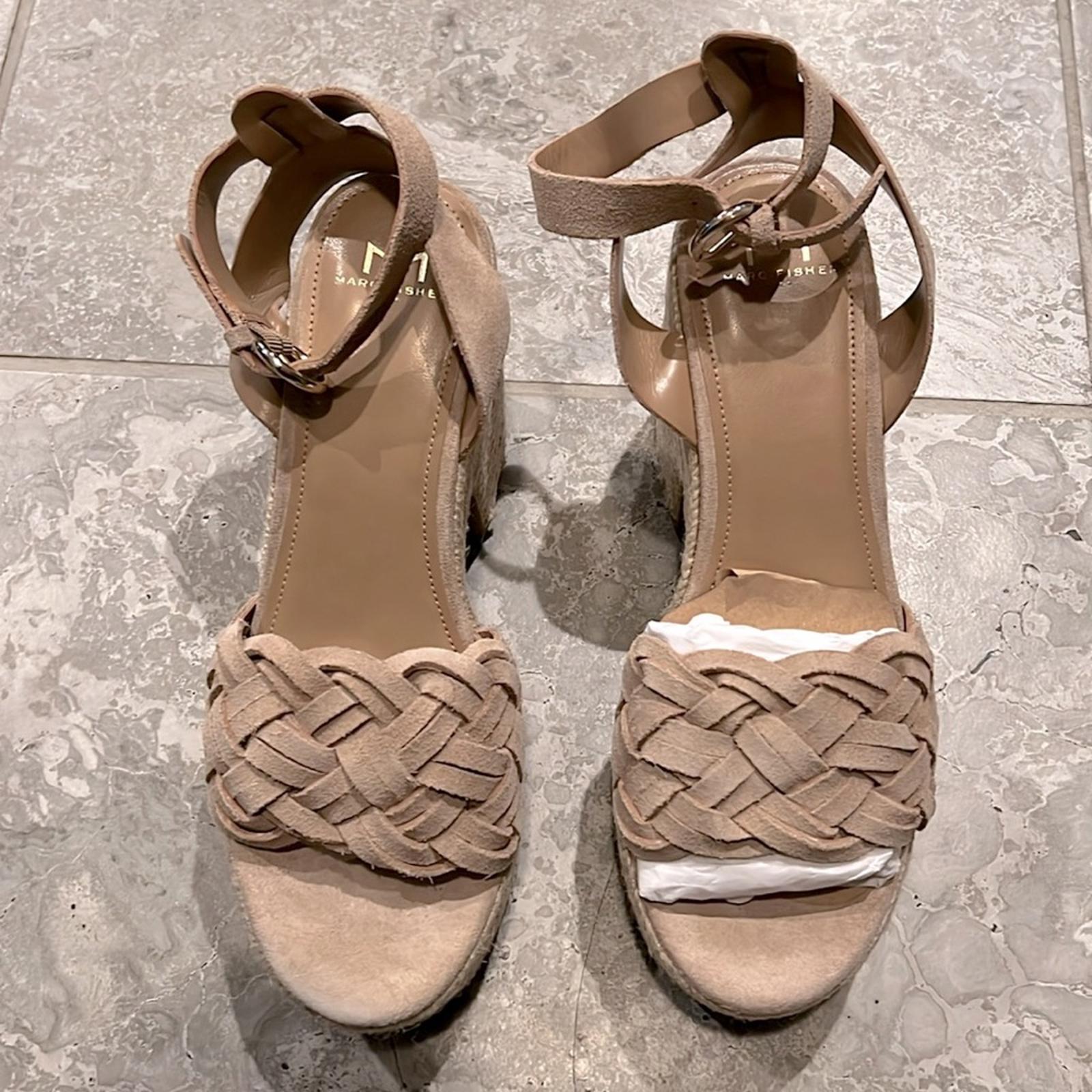 Marc Fisher LTD Odilia Lattice Platform Sandals in Light Natural Size 10 NEW