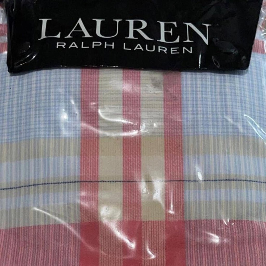 Ralph Lauren Karina Madras Euro Sham in Blue Multi Whipstitch NWT