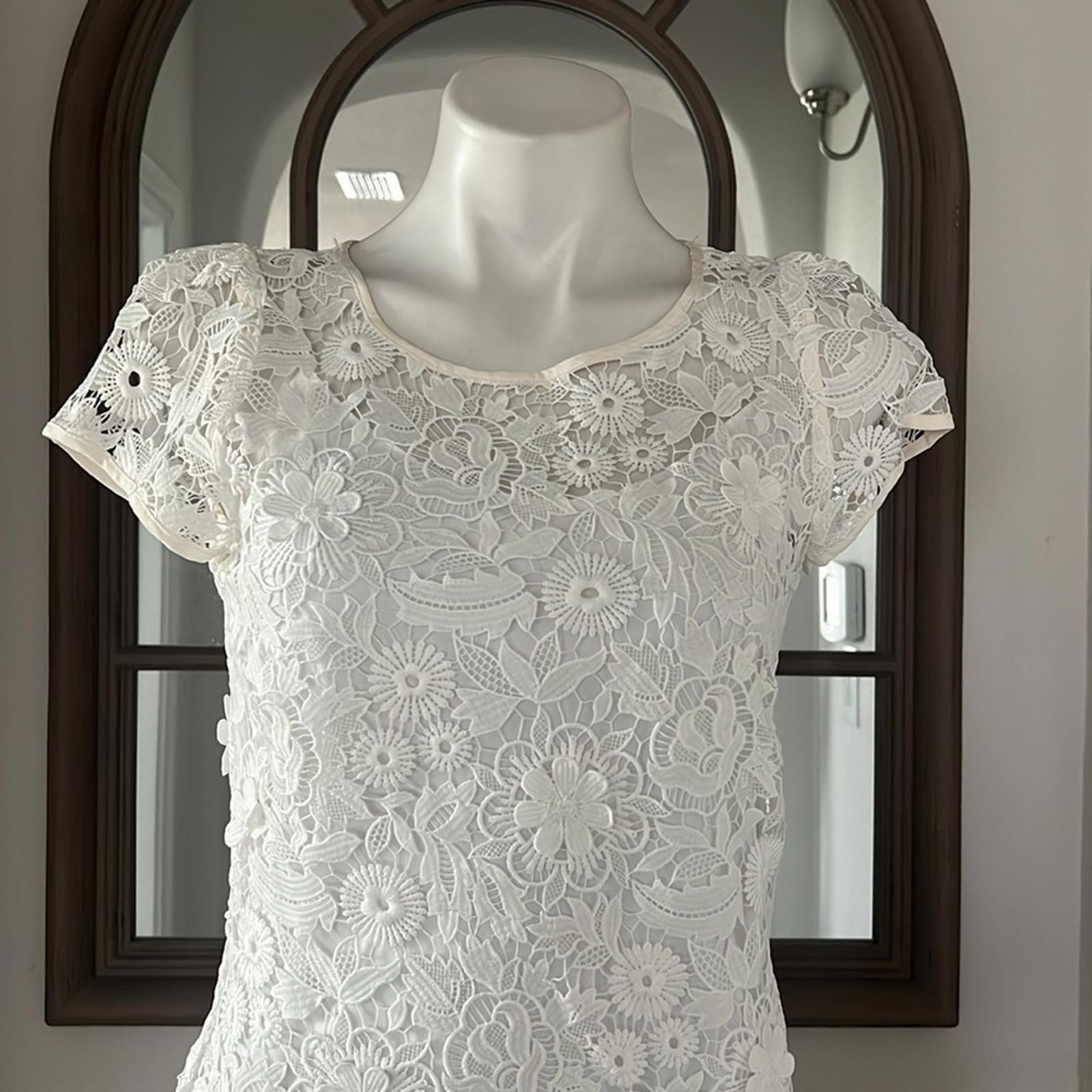 Milly Chloe 3-D Lace Dress in White, Size 2 New w/Tag Retail $395