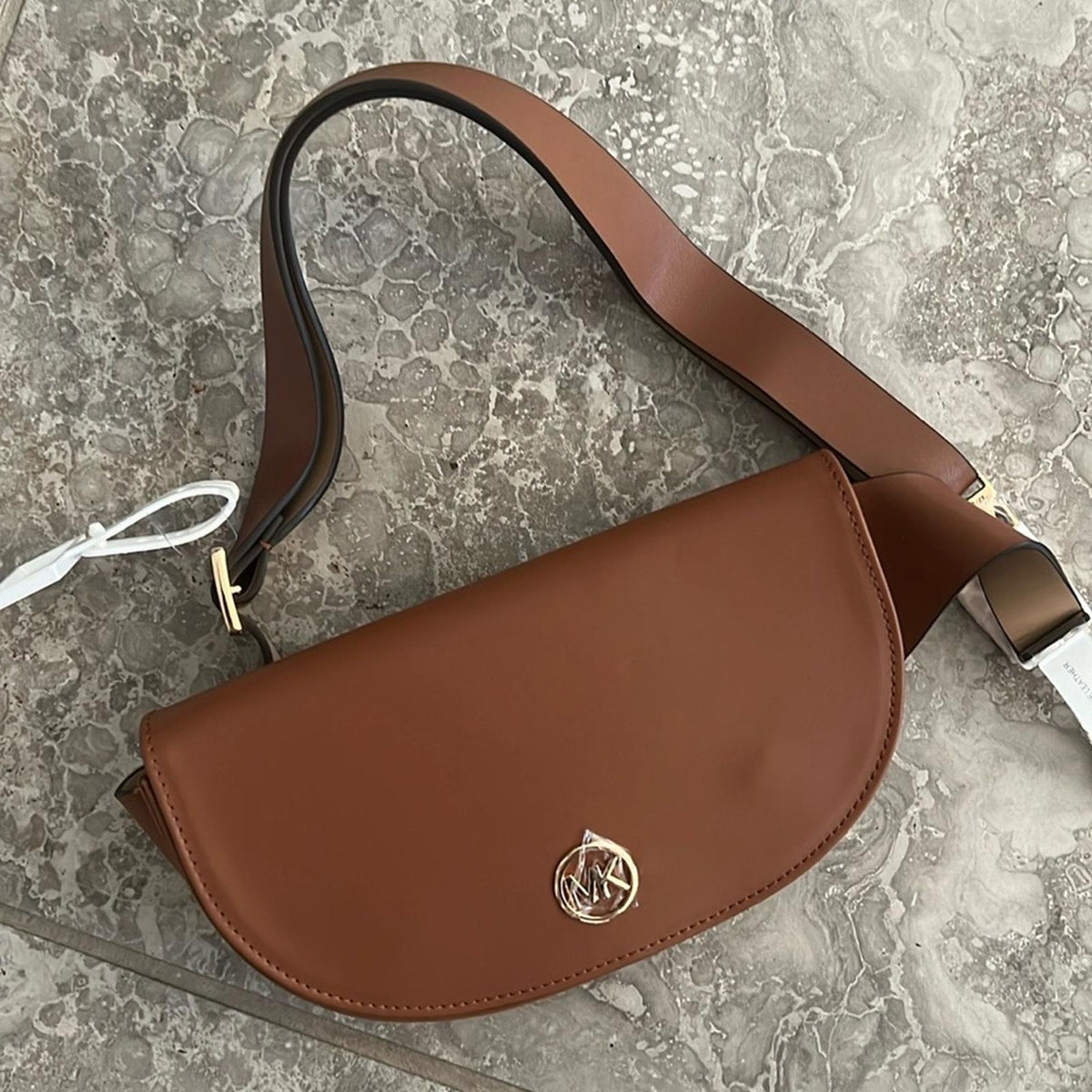NWT Michael Kors Genuine Leather Fanny Pack Belt Bag, Brown Size S/M New w/Tag
