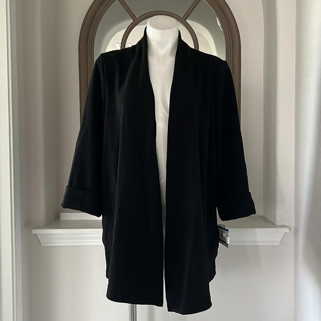 KASPER Plus Size Open-Front Cardigan in Black, Size 1X New w/Tag $109
