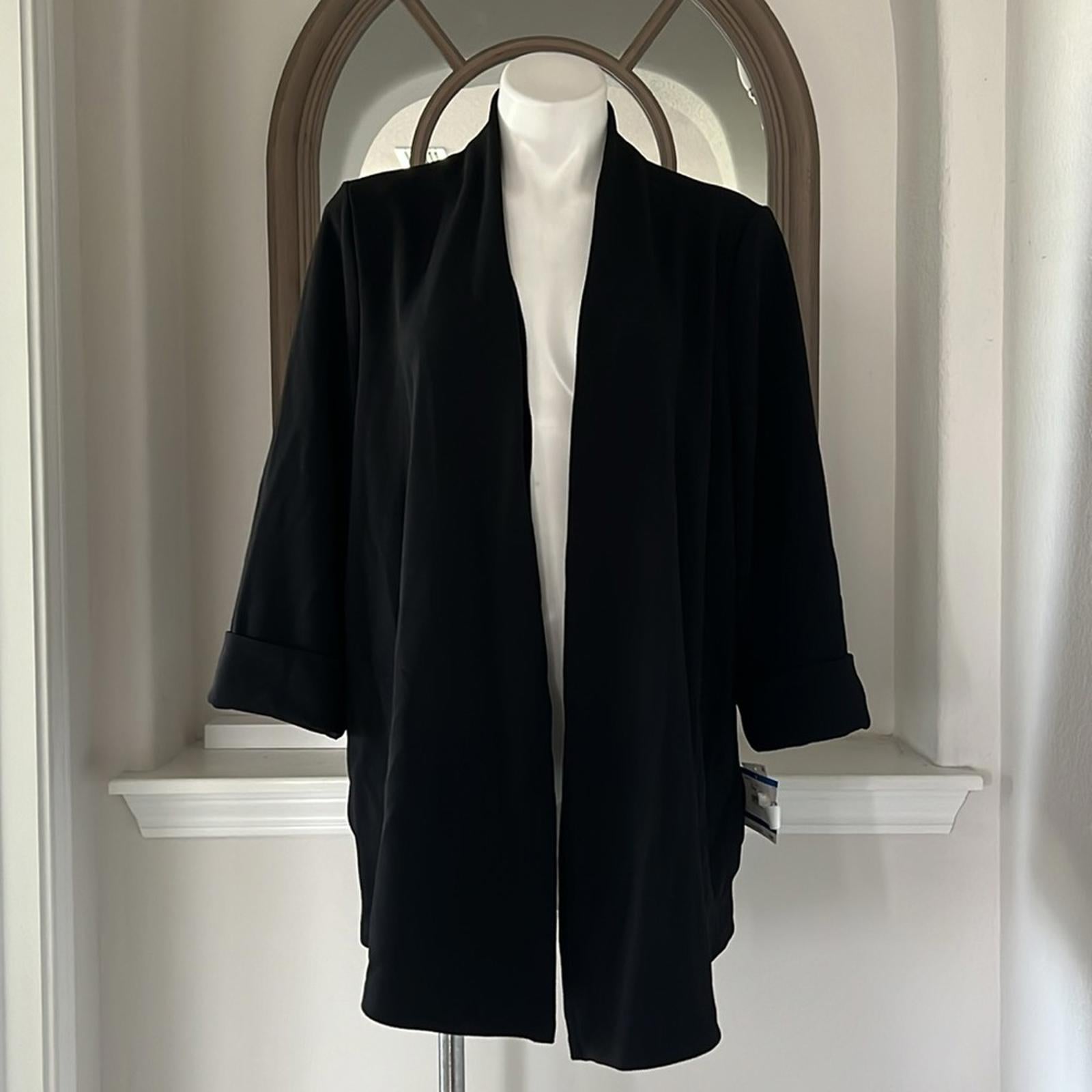 KASPER Plus Size Open-Front Cardigan in Black, Size 1X New w/Tag $109