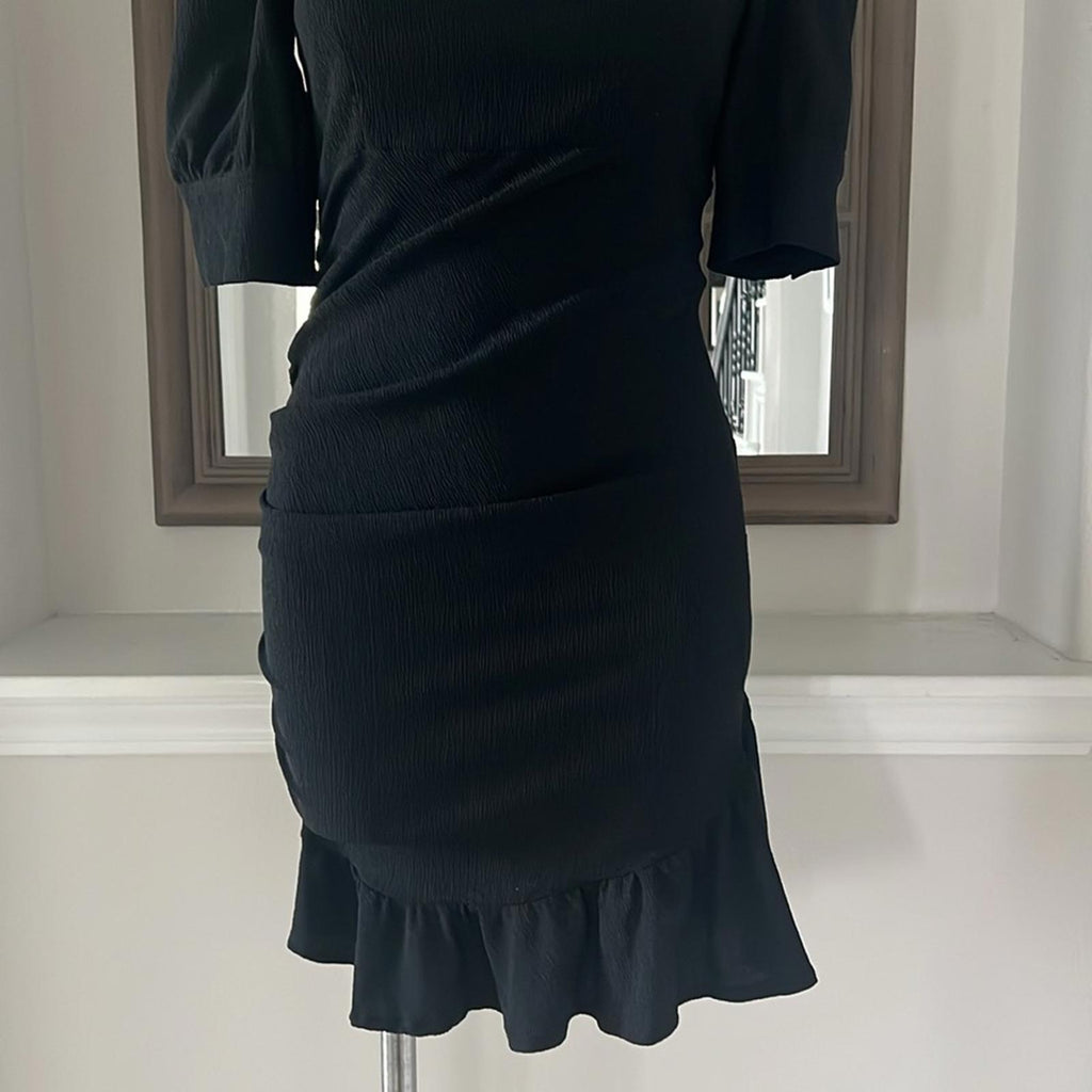 ba&sh Woody Ruffle Mini Dress in Black, Size M New w/Tag Retail $335