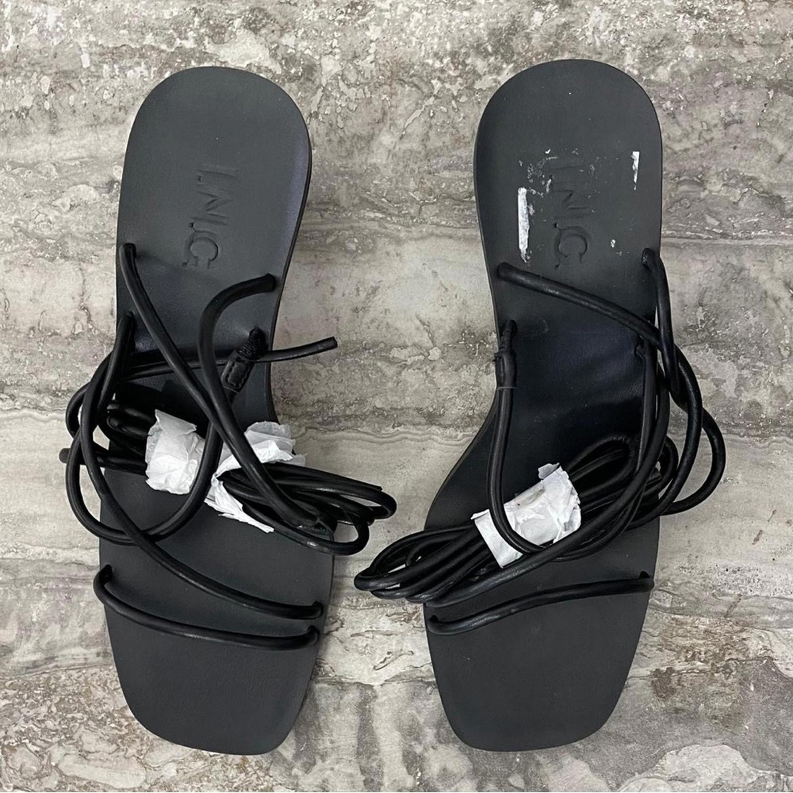 INC Chedel Lace-Up Ankle-T Sandals in Black, Size 5.5 New in Box $79.50
