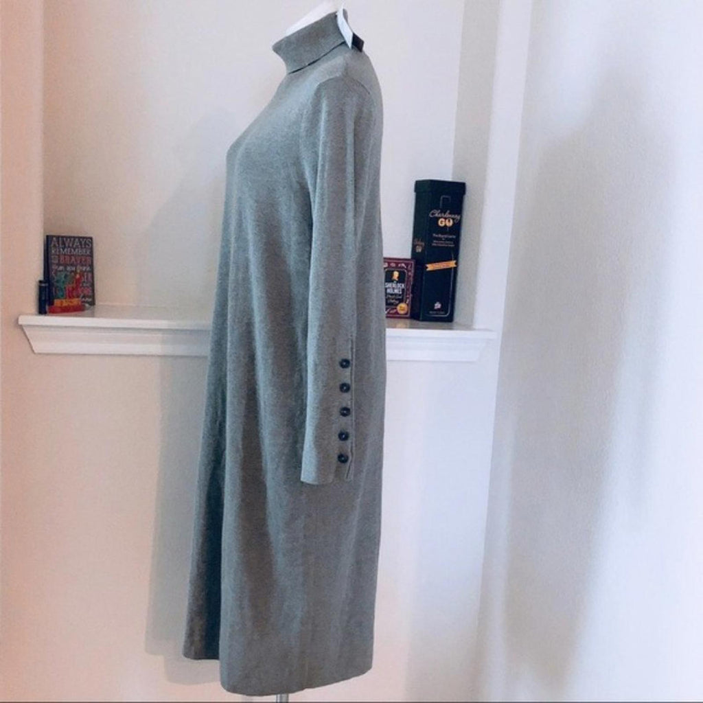 J.Jill Sweater Dress Turtleneck Long Sleeve Heather Grey Size M New w/Tag