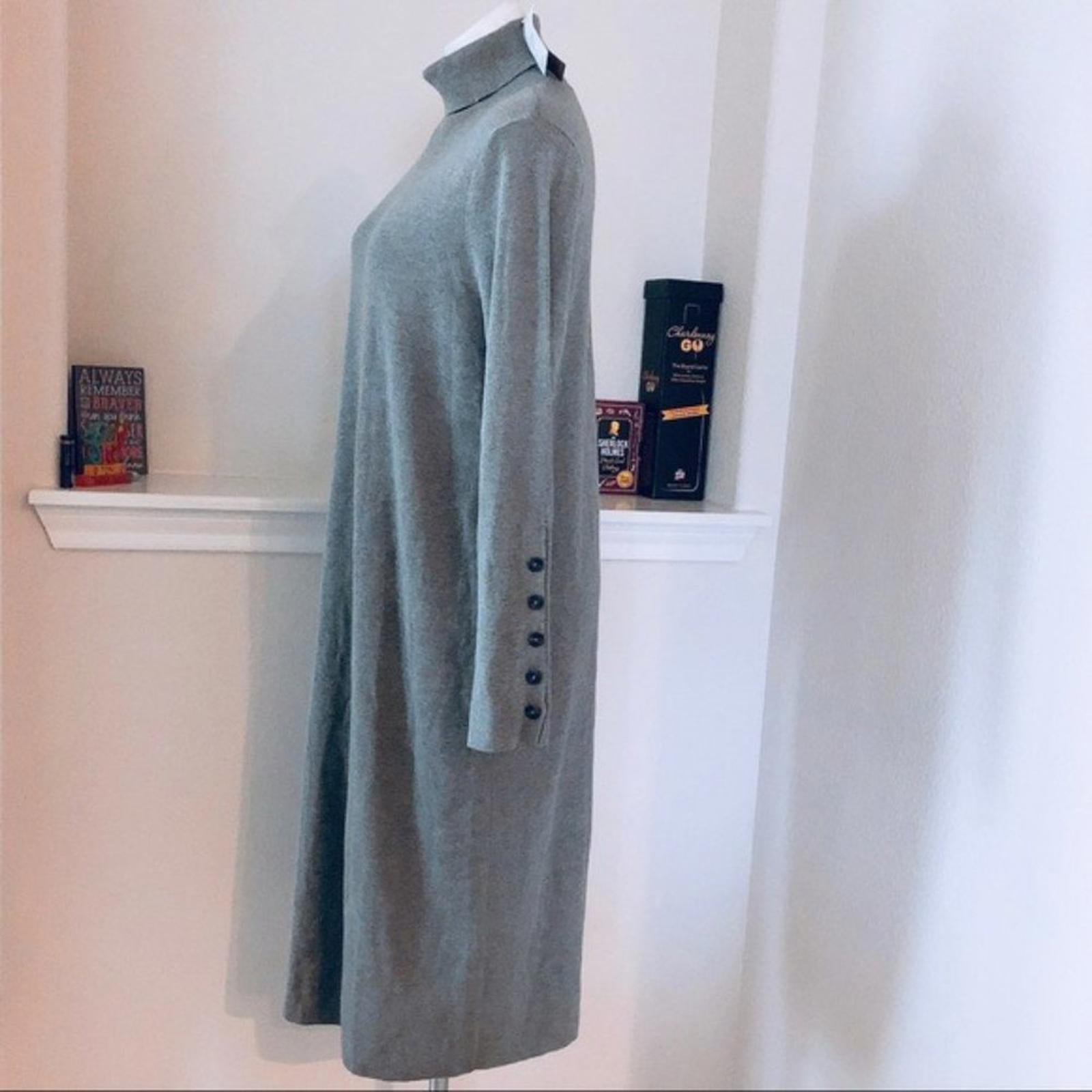 J.Jill Sweater Dress Turtleneck Long Sleeve Heather Grey Size M New w/Tag
