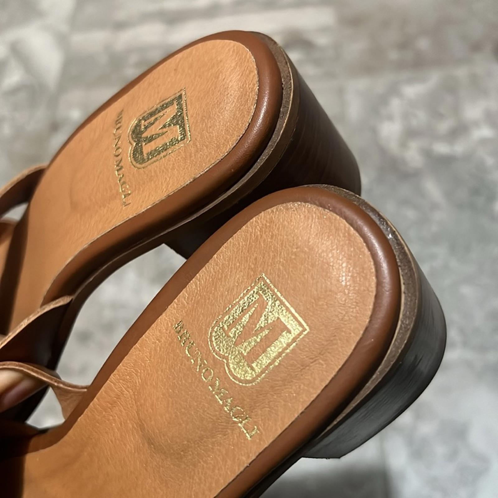 Bruno Magli Aria Block Heel Slide Sandals in Brown, Size 40 NEW w/o Box $325