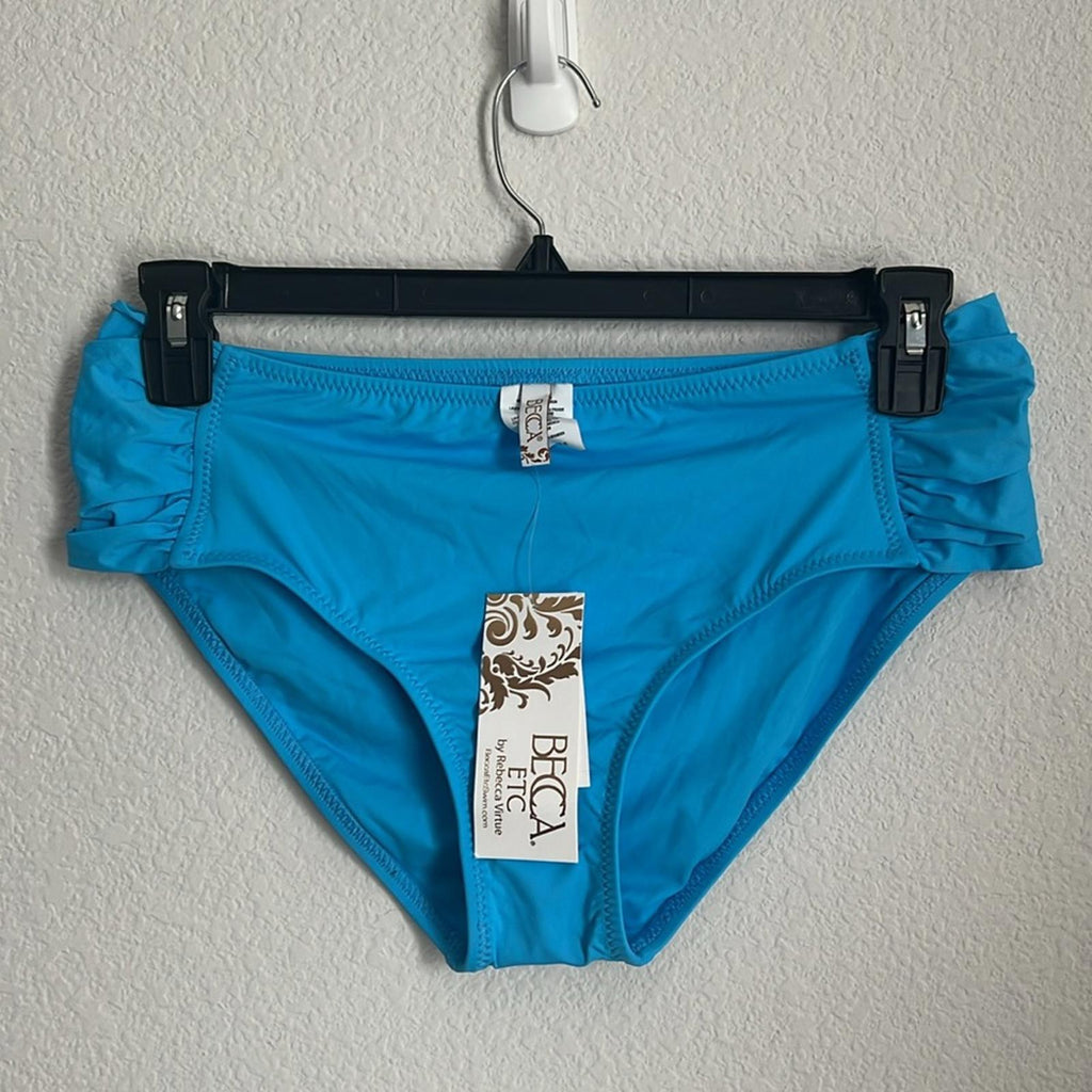 BECCA Etc Ruched Hipster Swimsuit Bottom in Blue, NWT, Size 0X (14-16)
