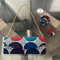 NEW Handmade 5-Piece Ankara Clutch Bag, White Blue Red (No tags)