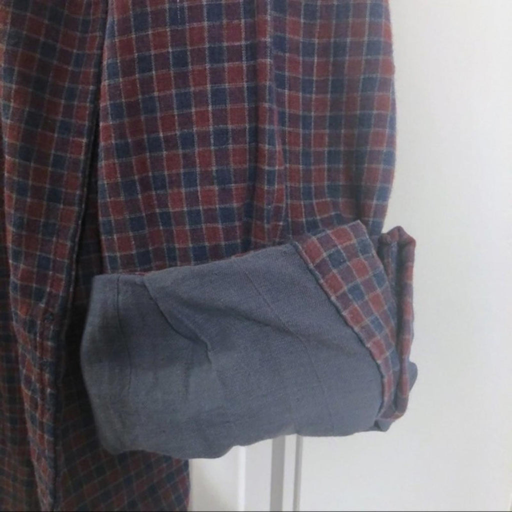 Faherty Double Cloth Wine Shadow Check Pacific Button Up Shirt Size XXL NEW
