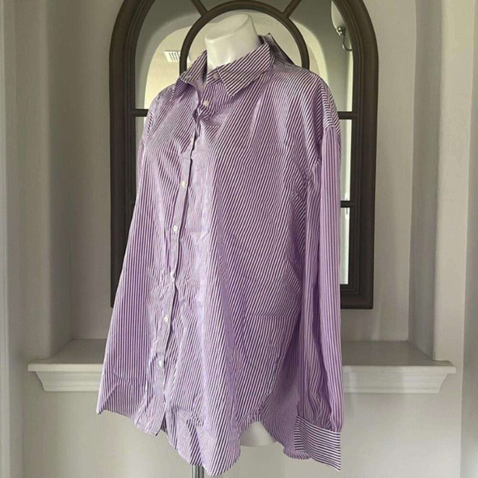 Lauren Ralph Striped Broadcloth Shirt in Lavender, Size XXL New w/Tag