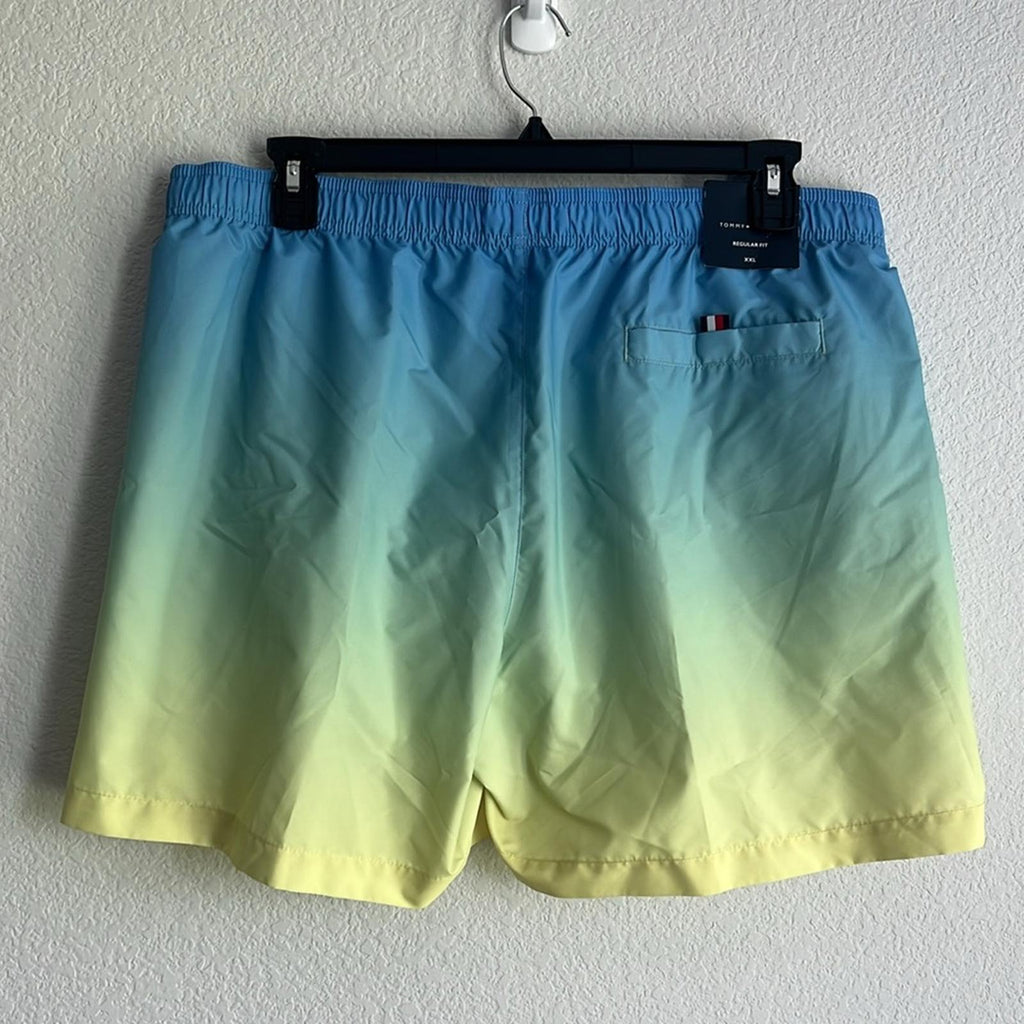 Tommy Hilfiger Ombre Classic Swim Shorts in Blue/Green/Yellow, Quick-Dry NWT XXL
