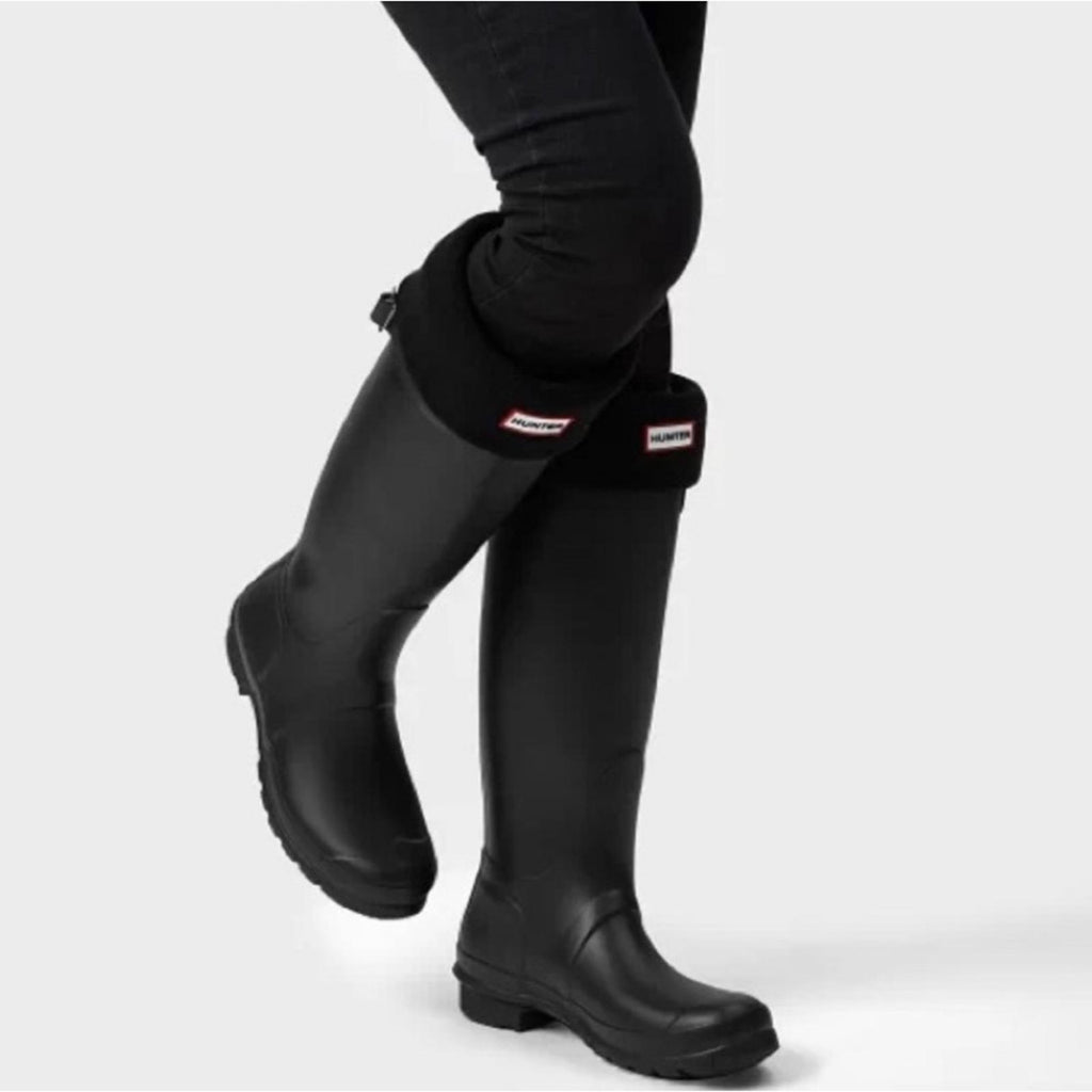 Hunter Tall Rain Boots in Black w/Grey Stripe, Size US7 EU38, New w/Tag