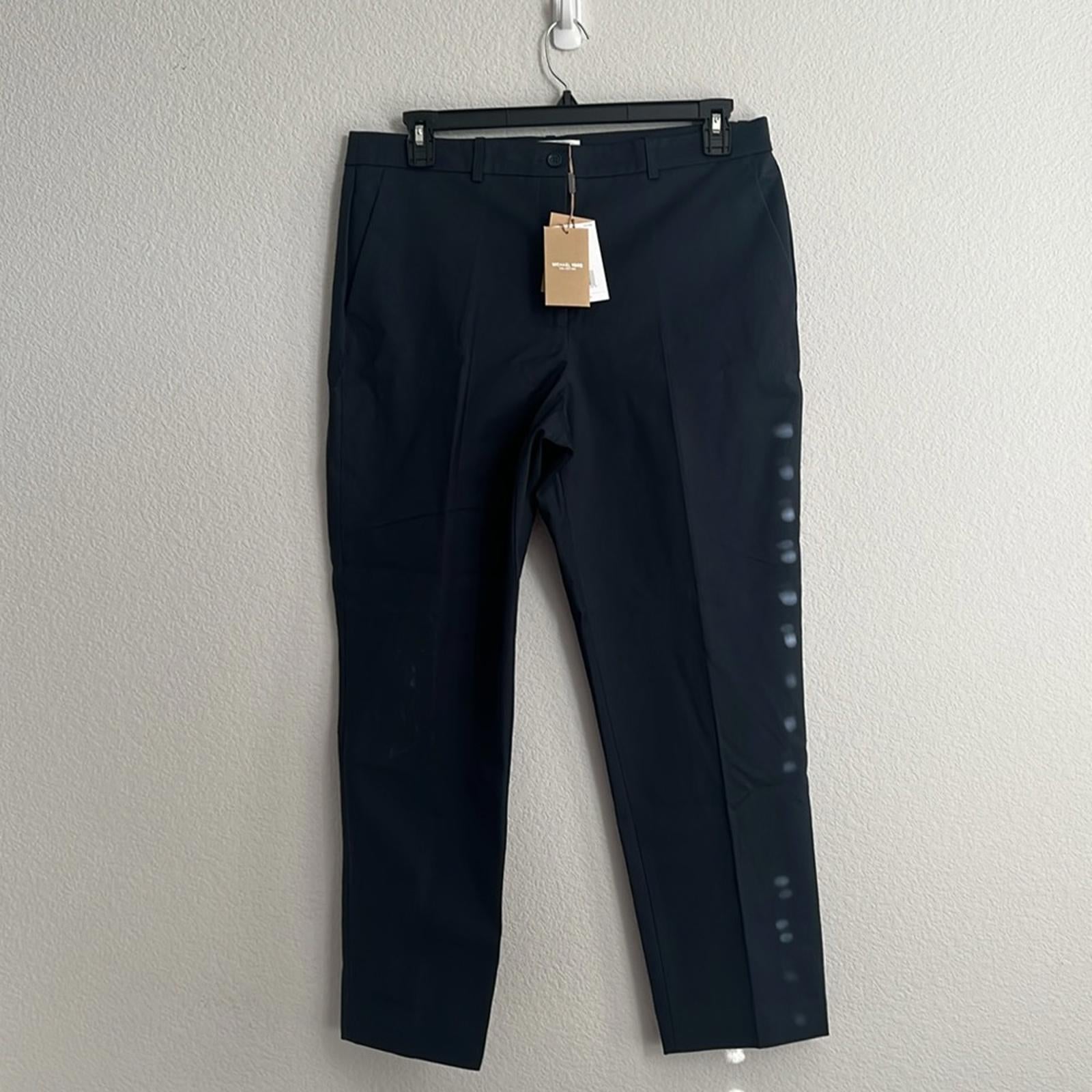 Michael Kors Collection Stretch Cotton Twill Sam Pants in Midnight, NWT, Size 14