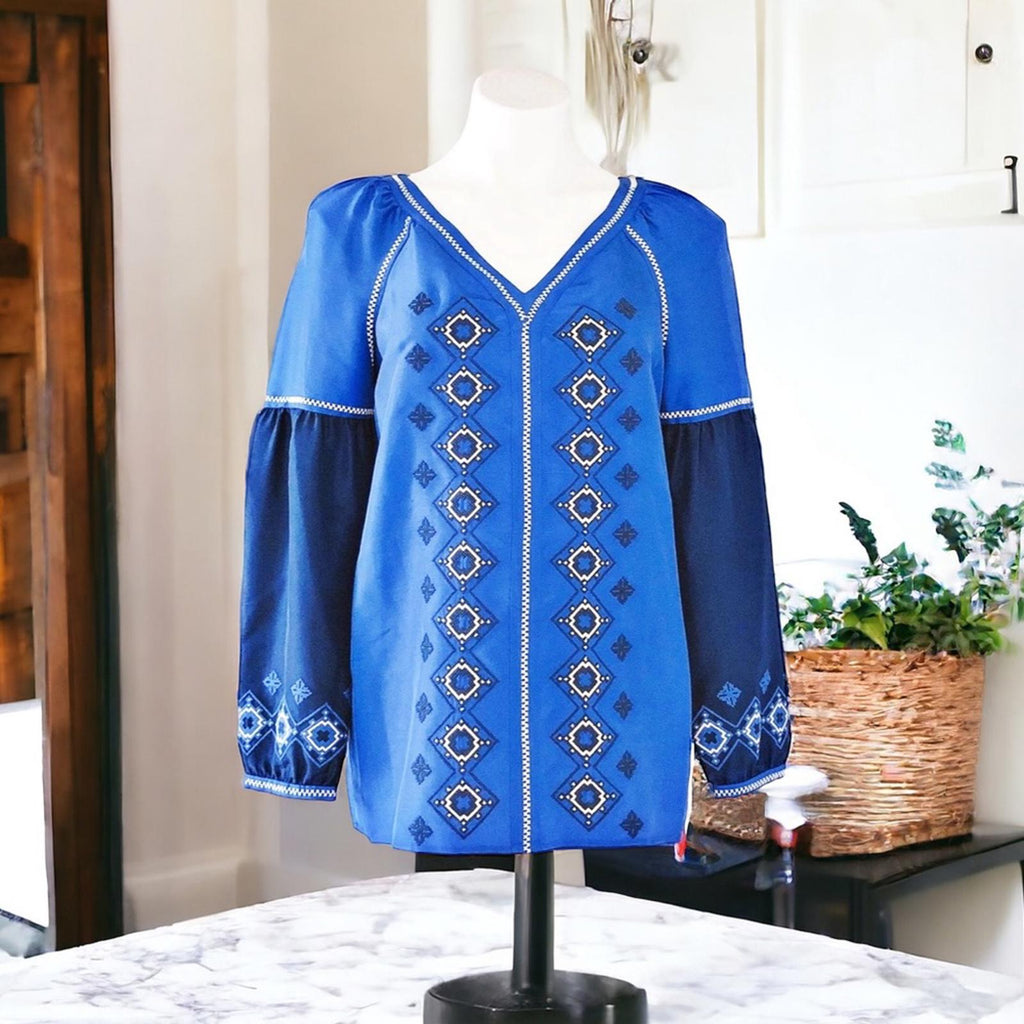 NWT Tory Burch Katya Tunic 100% Silk, in Jewel Blue Size 4 / Small Retail $350