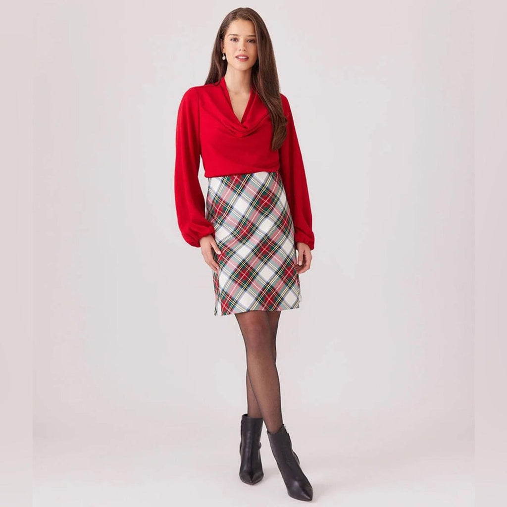 Karen Kane Bias Cut Plaid Pencil Skirt, Above Knee Size L New w/Tag Retail $118