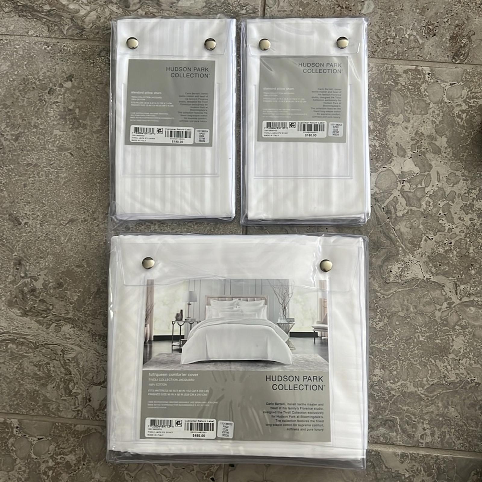 3-Pc Hudson Park Collection Italian Tivoli Jacquard Duvet + 2Shams Sz Queen $855