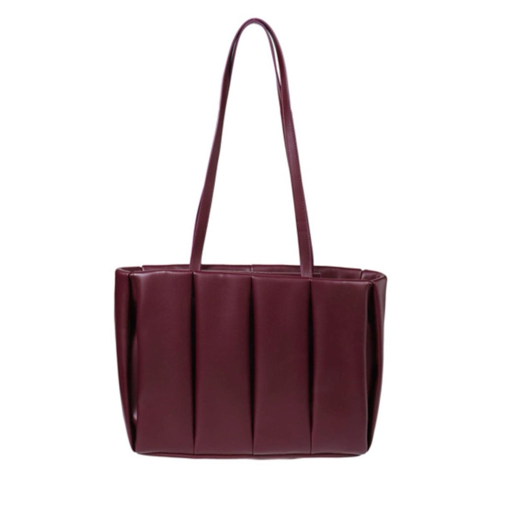 Themoirè Kore Vegan Nappa Quilted Tote (Made in Italy) Burgundy, New w/Tag