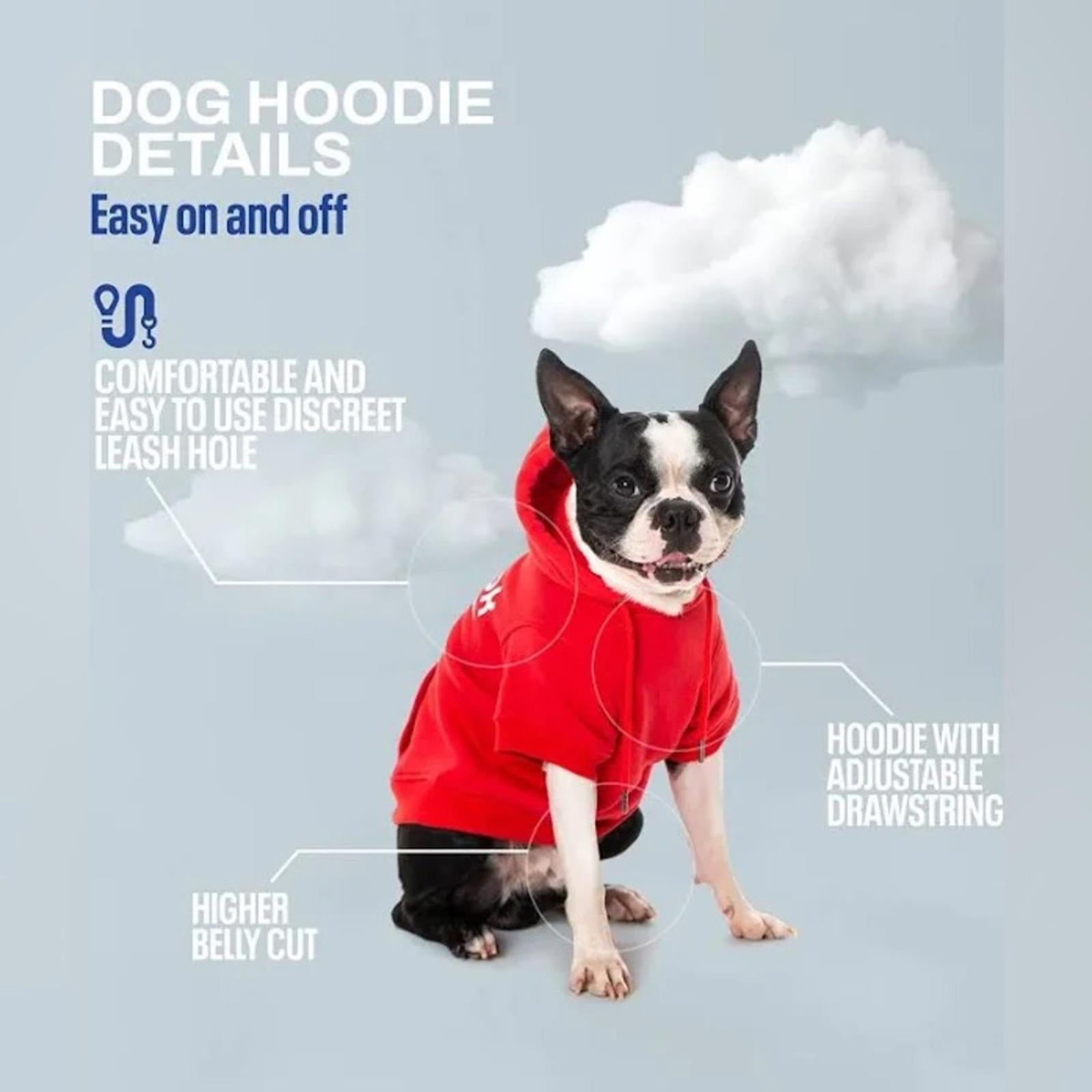 Reebok Dog Hoodie – Fleece Dog Sweater with Leash Hole in Red, Size S NEW w/Tag