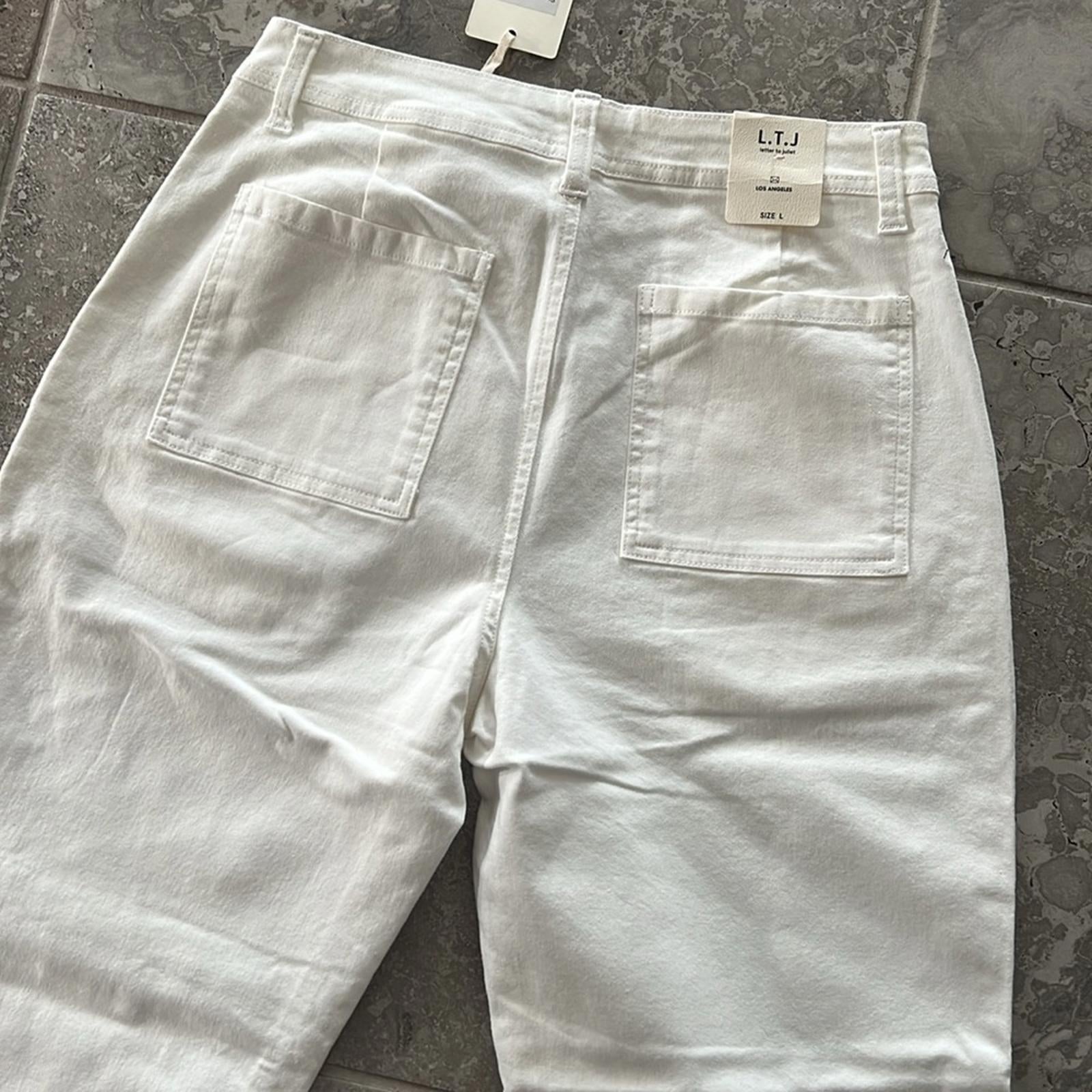L.T.J Letter to Juliet Zip Pocket Ankle Jeans in Optic White, Size L New w/Tag