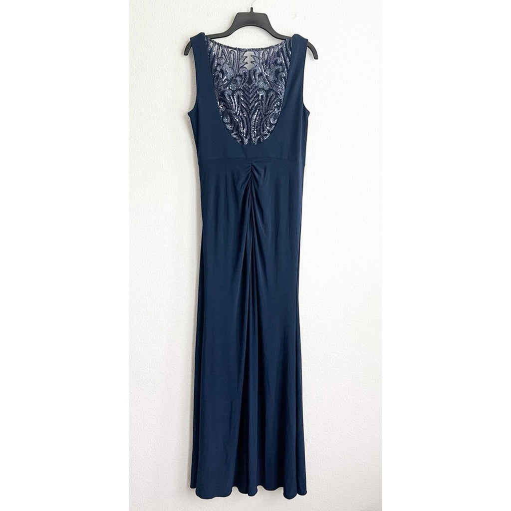 Adrianna Papell Sequin Jersey Dress in Midnight/Navy, NWT, Size 12