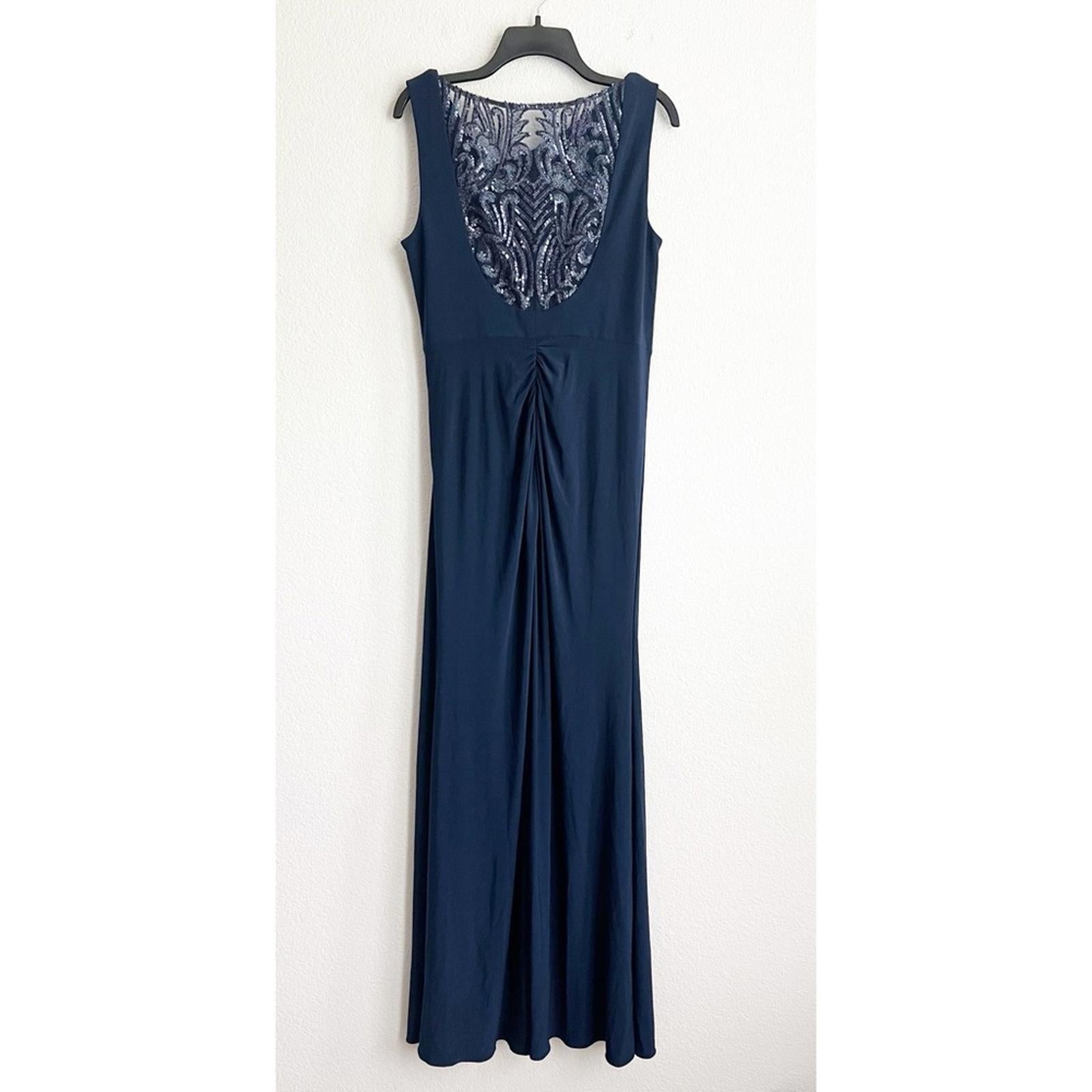Adrianna Papell Sequin Jersey Dress in Midnight/Navy, NWT, Size 12