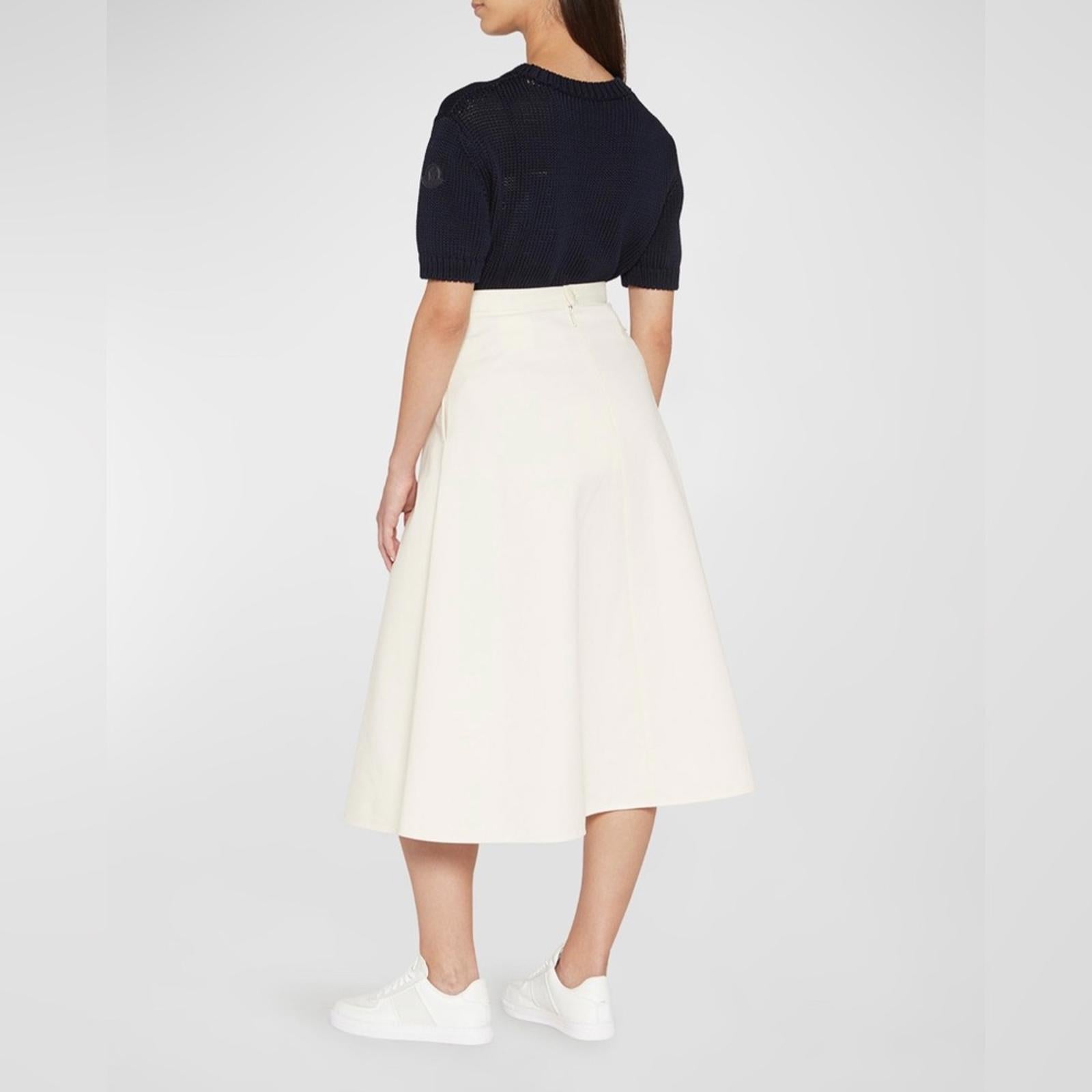 Moncler Cotton A-Line Midi Skirt with Pockets, Size 42 New w/Tag Retail $505