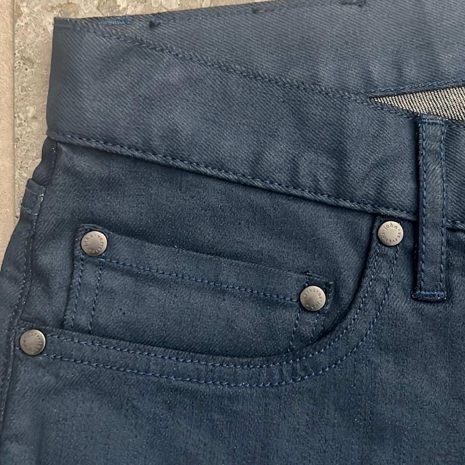 John Varvatos Coated Navy Jeans, Size 31 New w/Tag $368