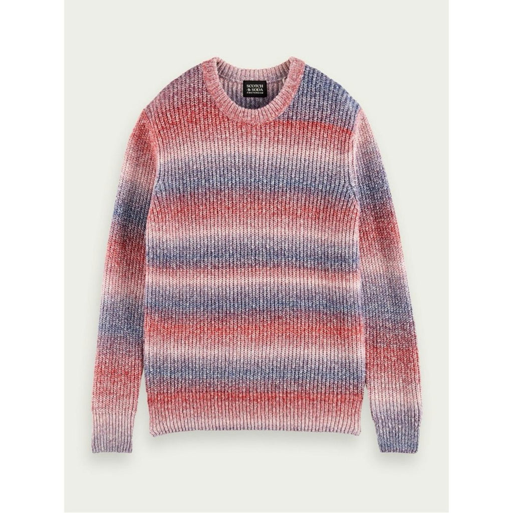 Scotch & Soda Gradient Cotton-Blend Crewneck Sweater in Blue Combo Size L NWT
