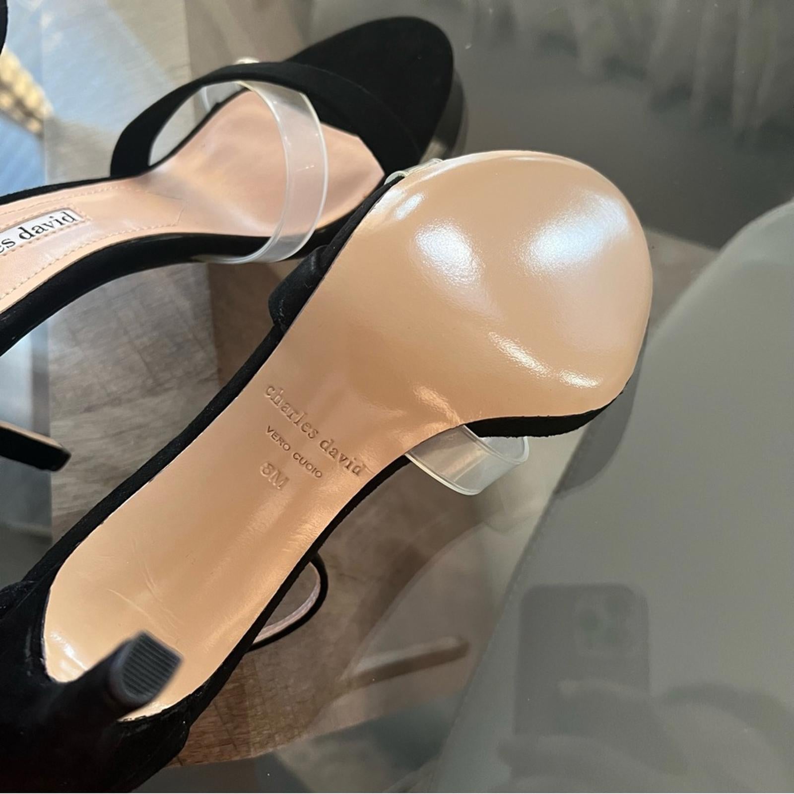 Charles David Leather Suede Pumps Sandals, Black Size 8 New w/o Box SOLD OUT!