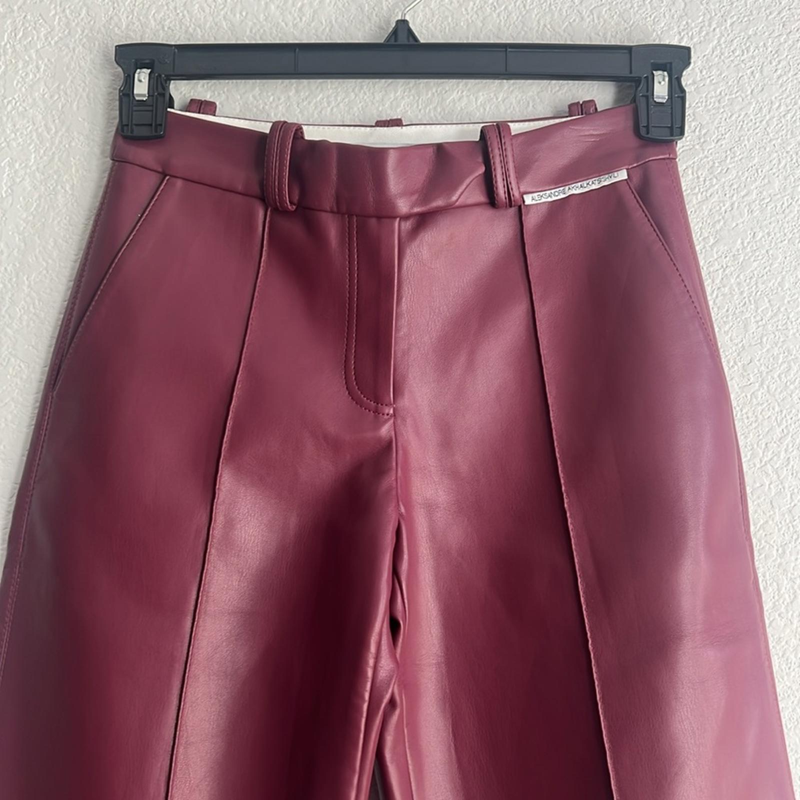 Aleksandre Akhalkatsishvili Faux Leather Pants in Burgundy, NWT, Size XS