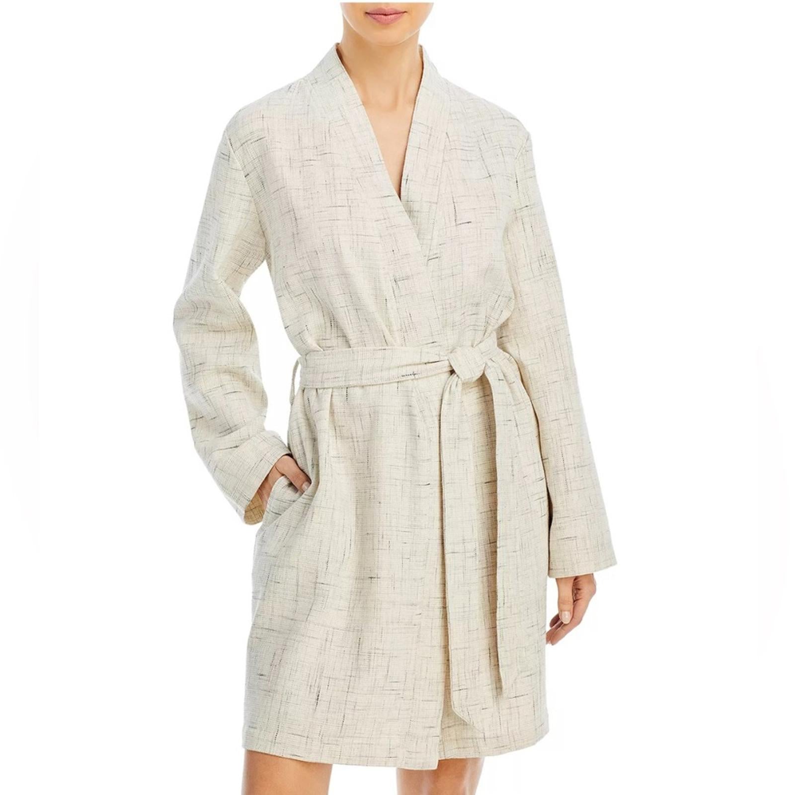 Hudson Park Collection Strié Print Waffle Bathrobe, Size S/M New w/Tag